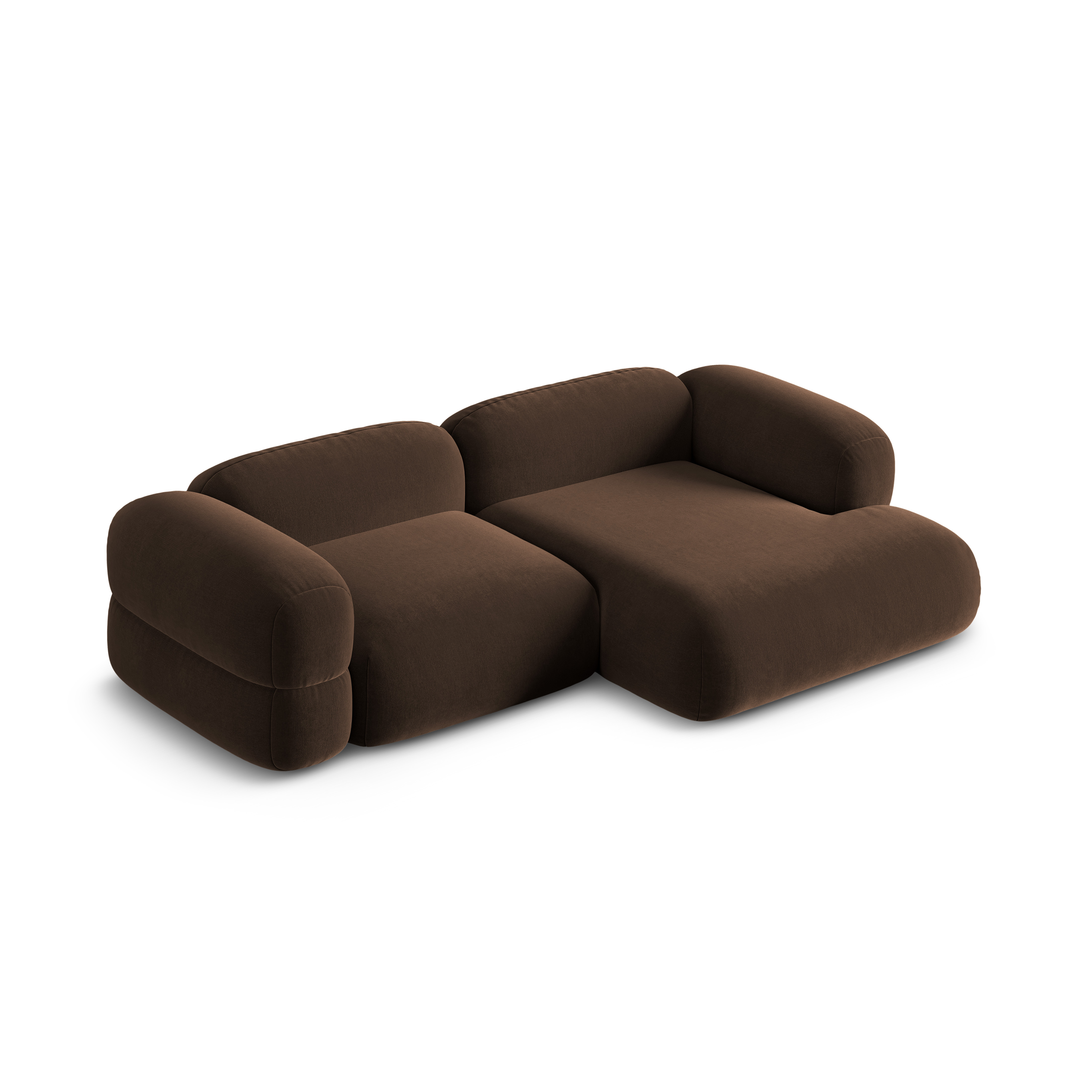 Samt-Ecksofa rechts ROGER schokoladenbraun