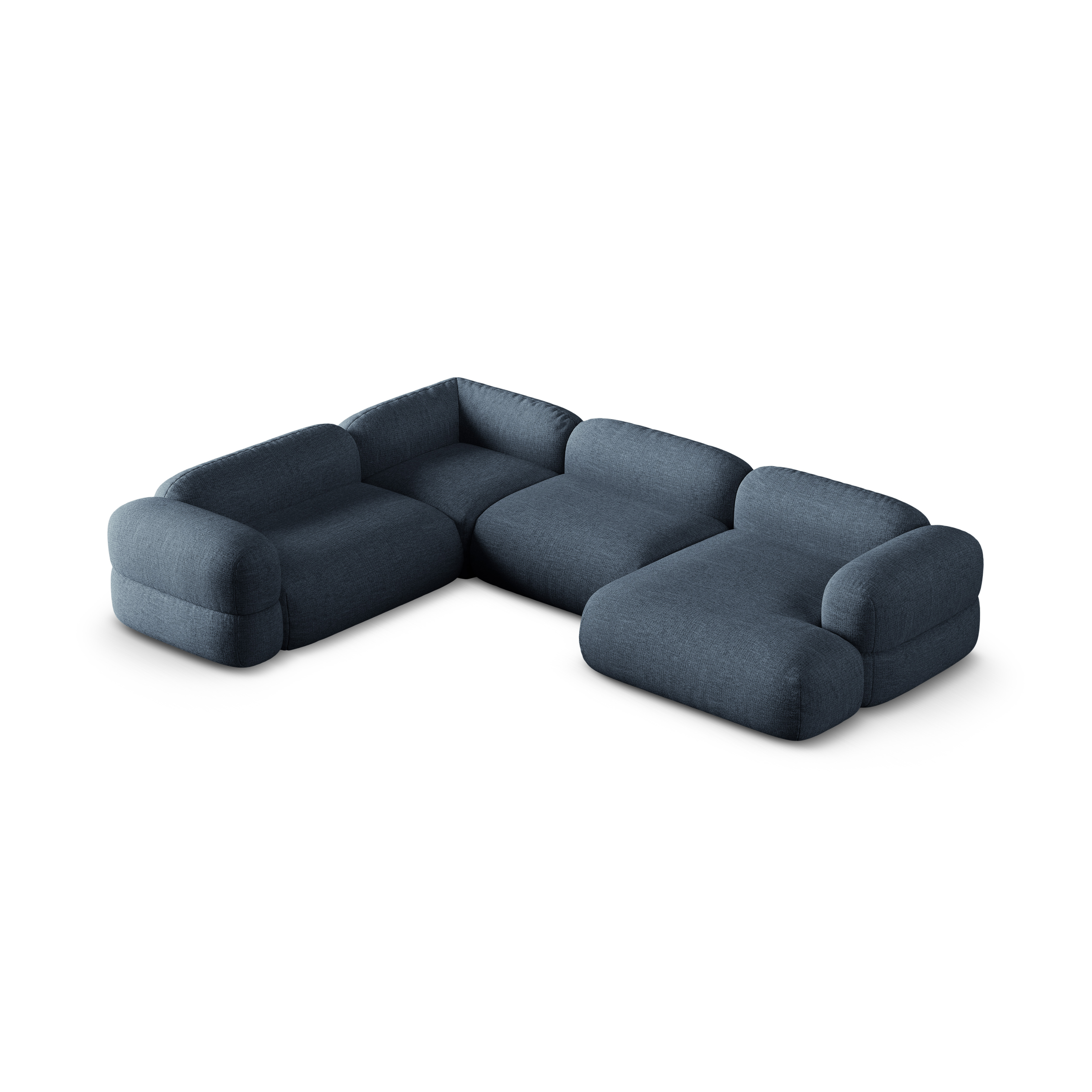 Left-facing U-shaped sofa ROGER dark blue chenille