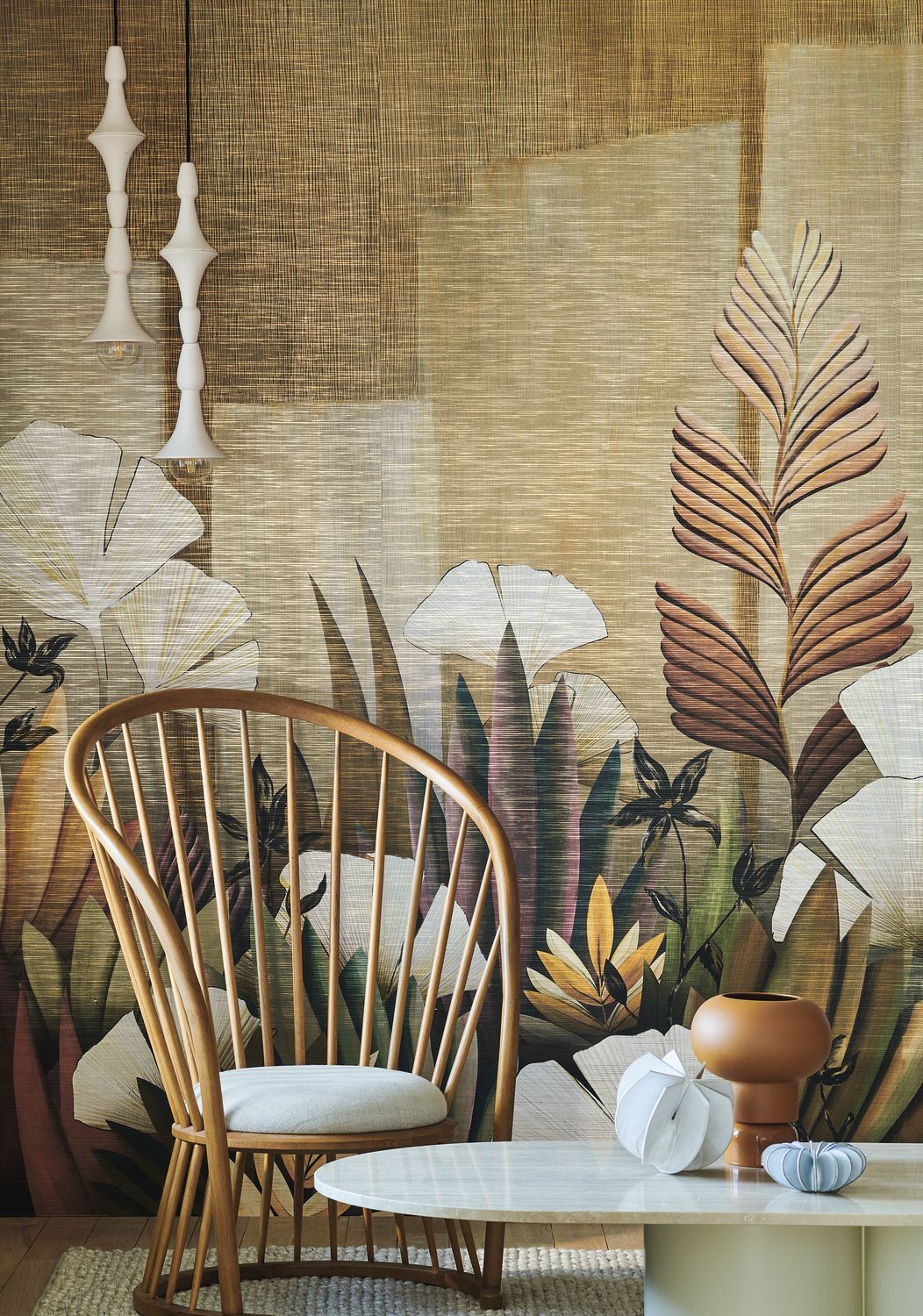 Plant-themed mural ICHO straw