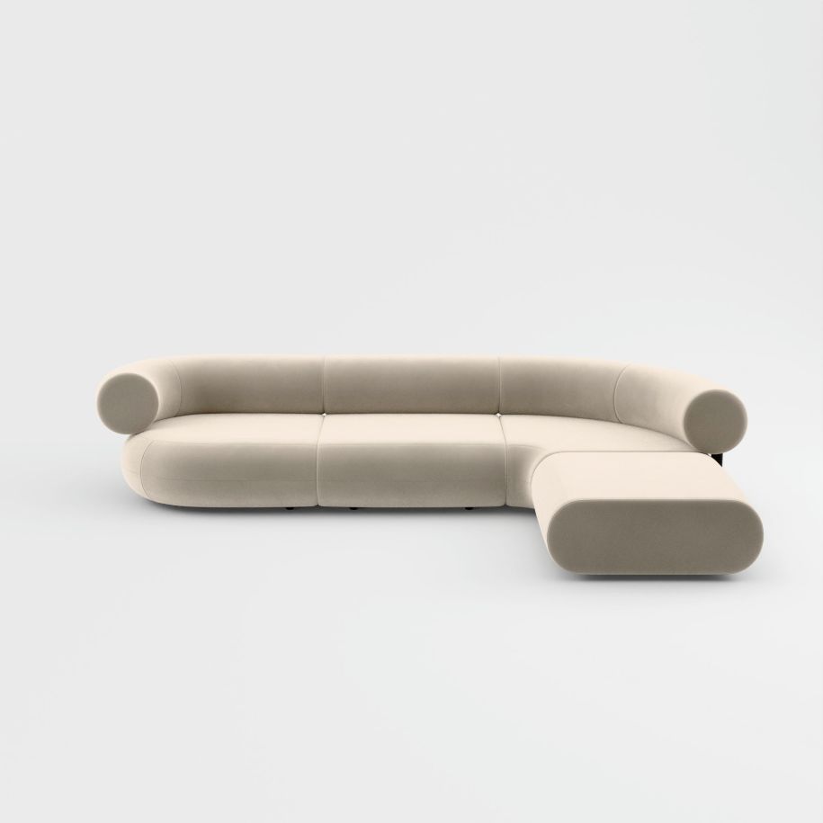 L -shaped modular corner Fat Upholstered [Julia] [Amelia SPR]