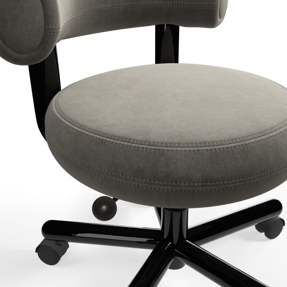 Fat upholstered office chair black base