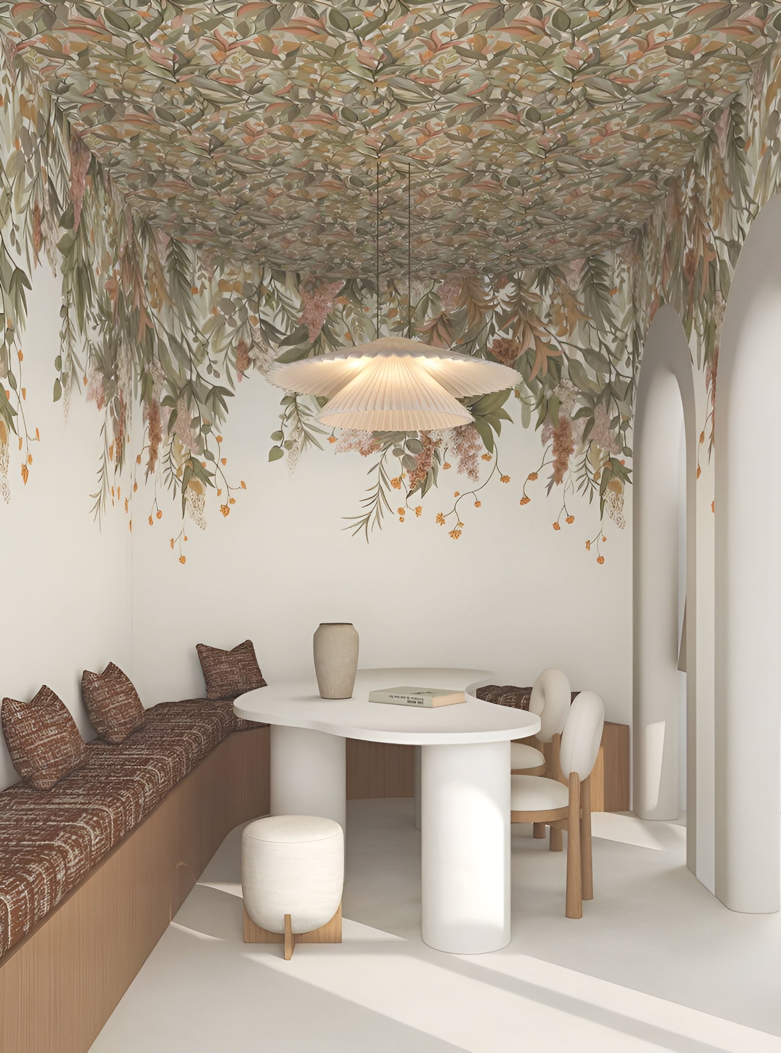 Tapete mit Pflanzenmotiv SOLANDRA - IVORY/GRÜN AMANDE Elfenbein mit Grün