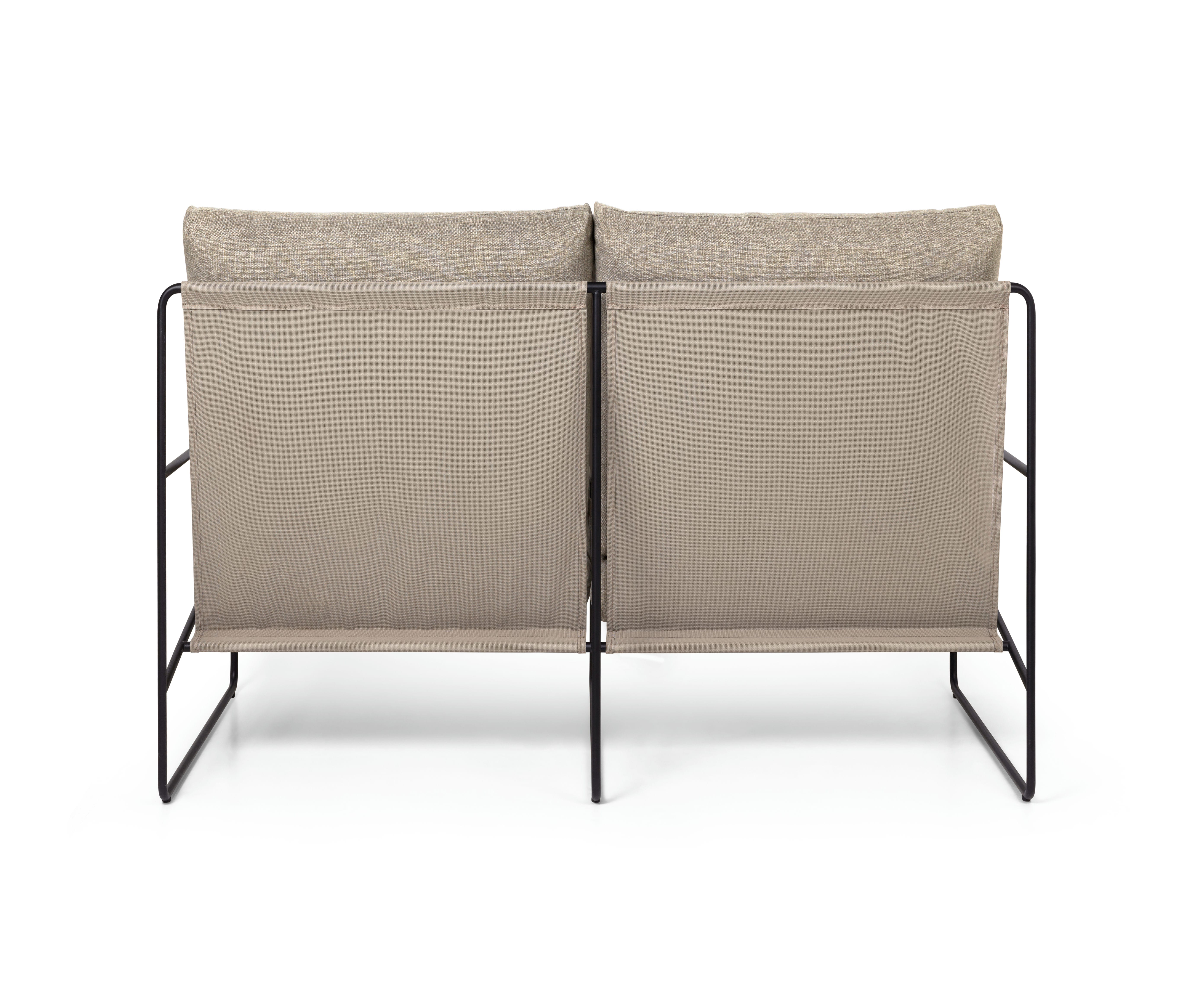 2-person sofa external desert beige with a black base