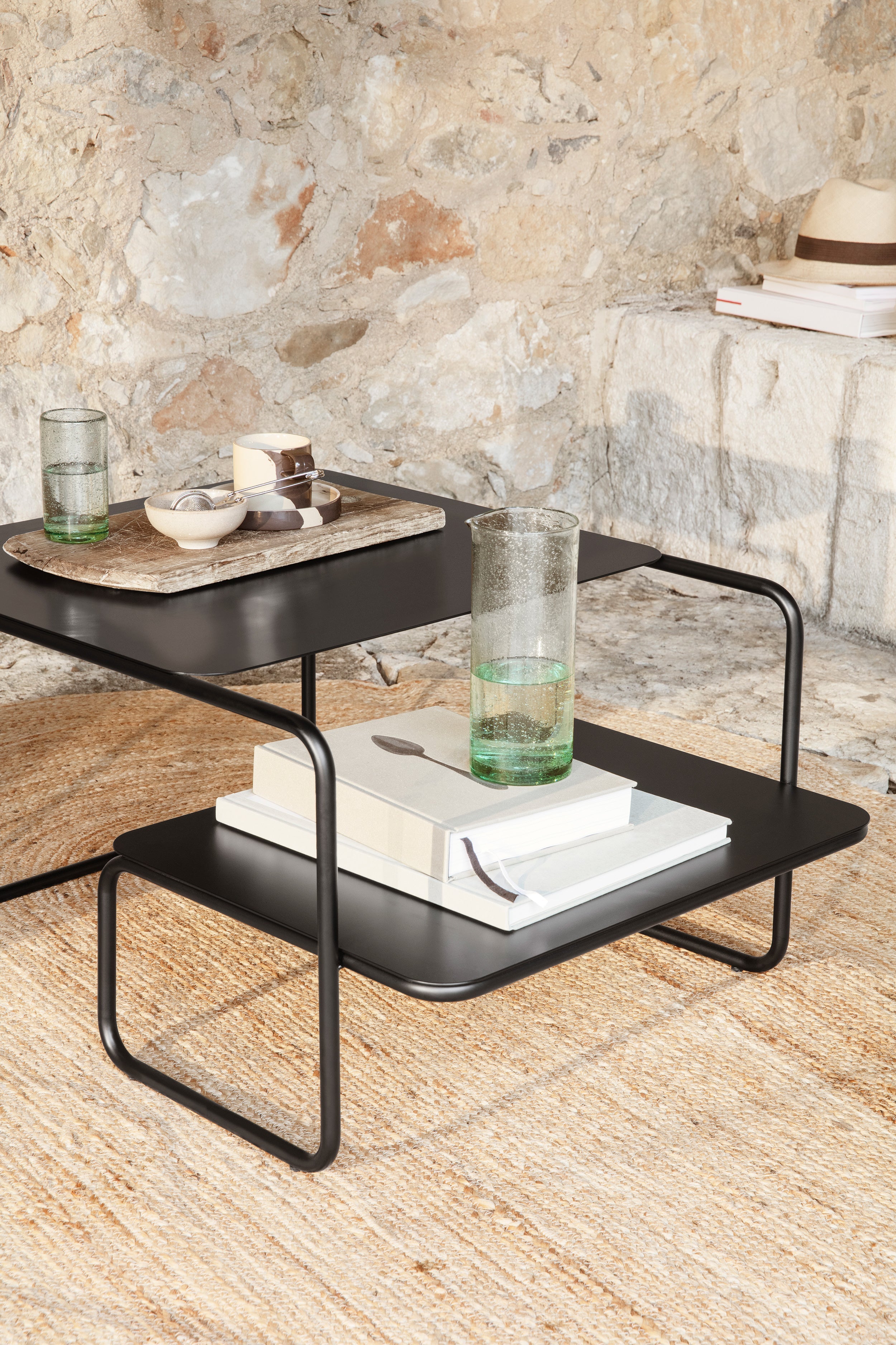 Level black coffee table