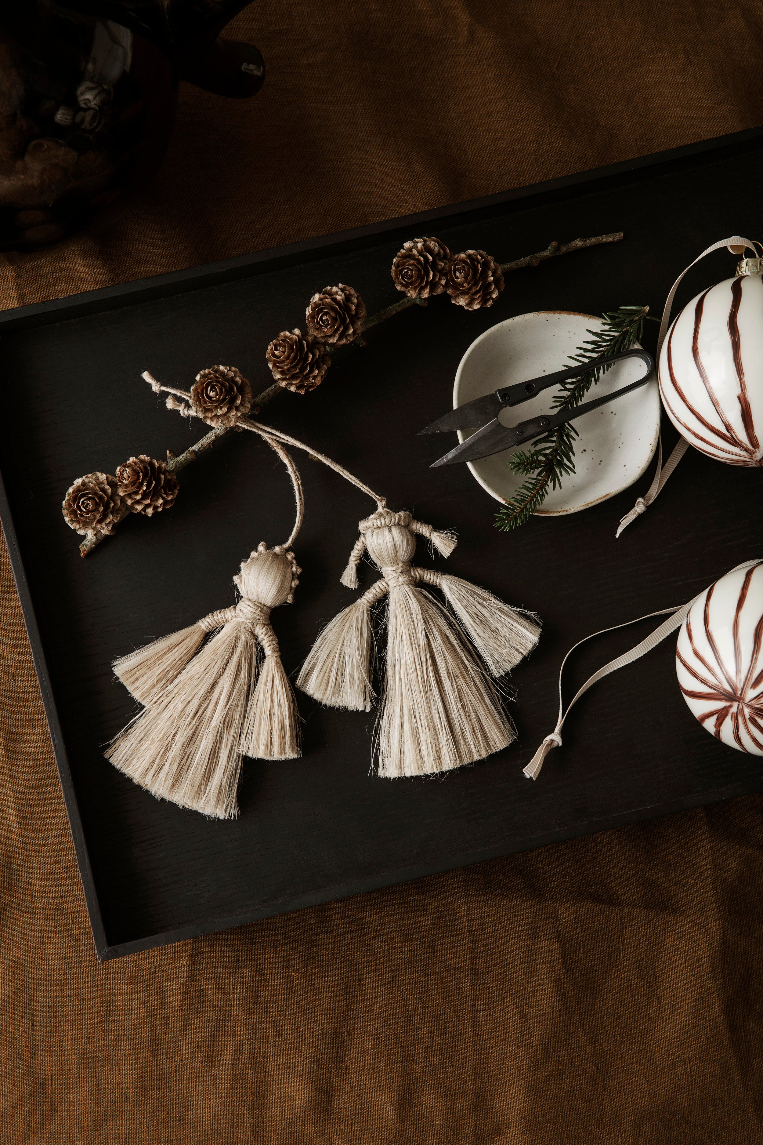 Set von Weihnachtsbaumdekorationen WING ANGELS Jute
