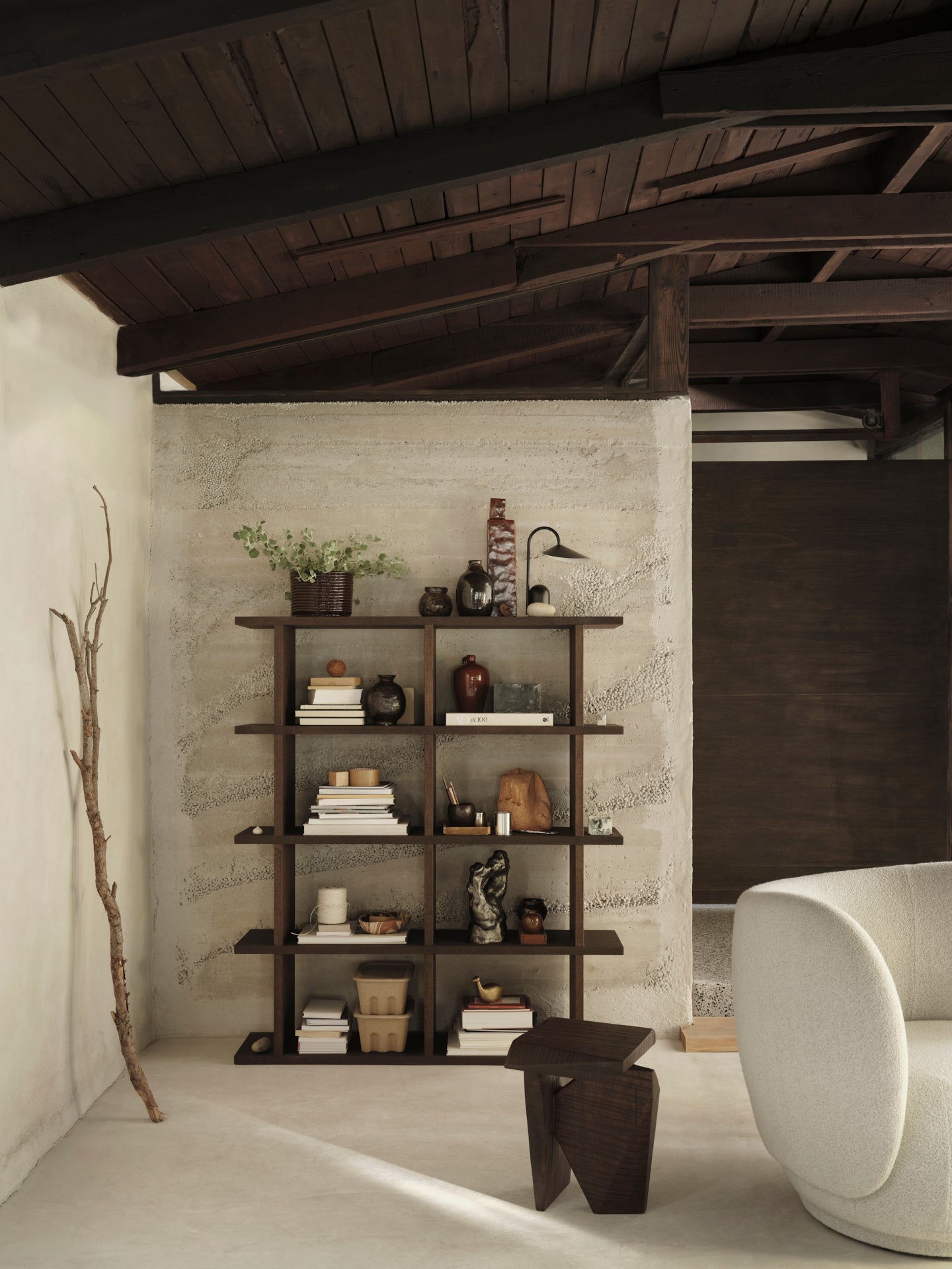 Dark oak wood bookcase