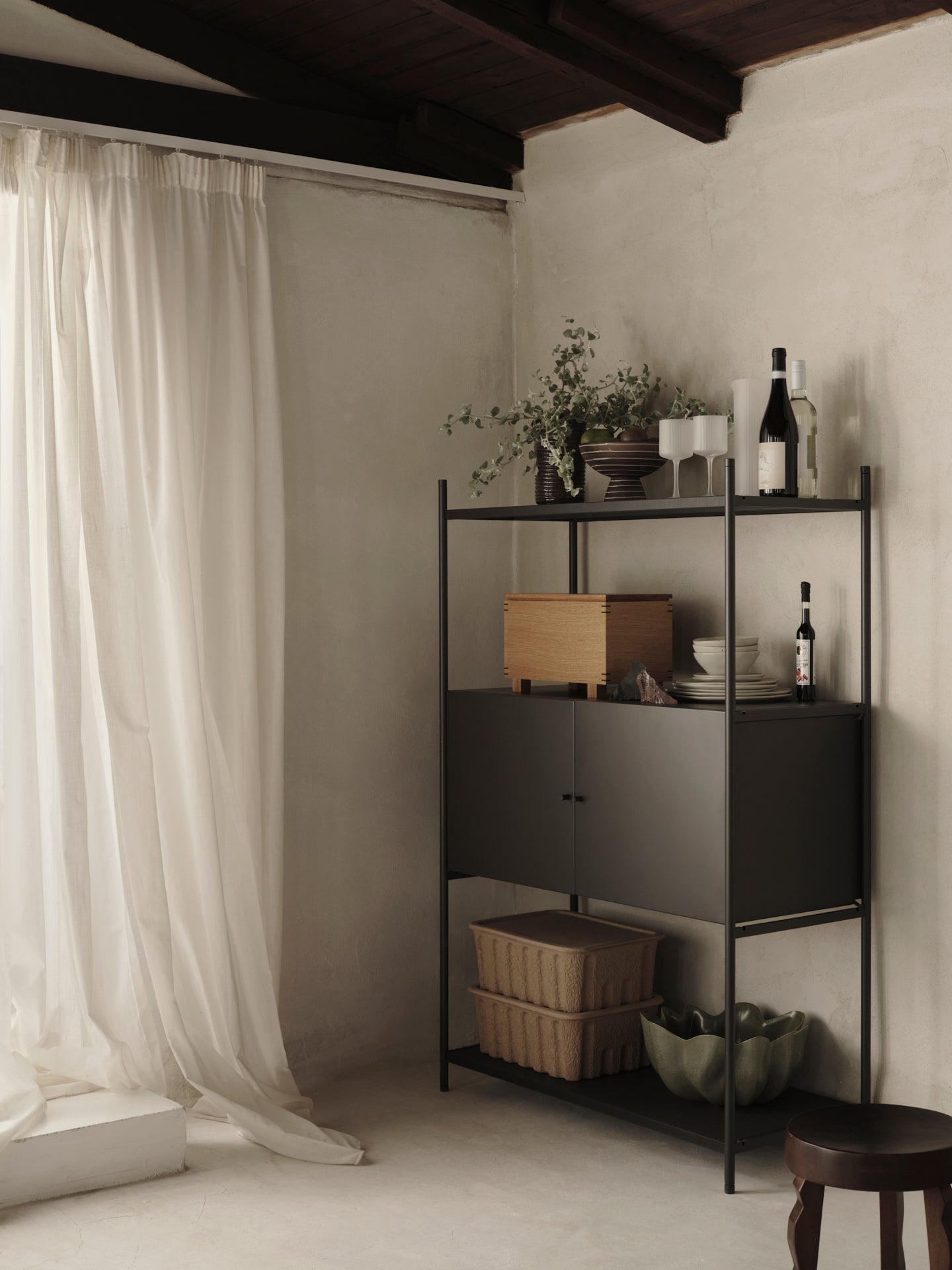 Punctual anthracite modular cabinet