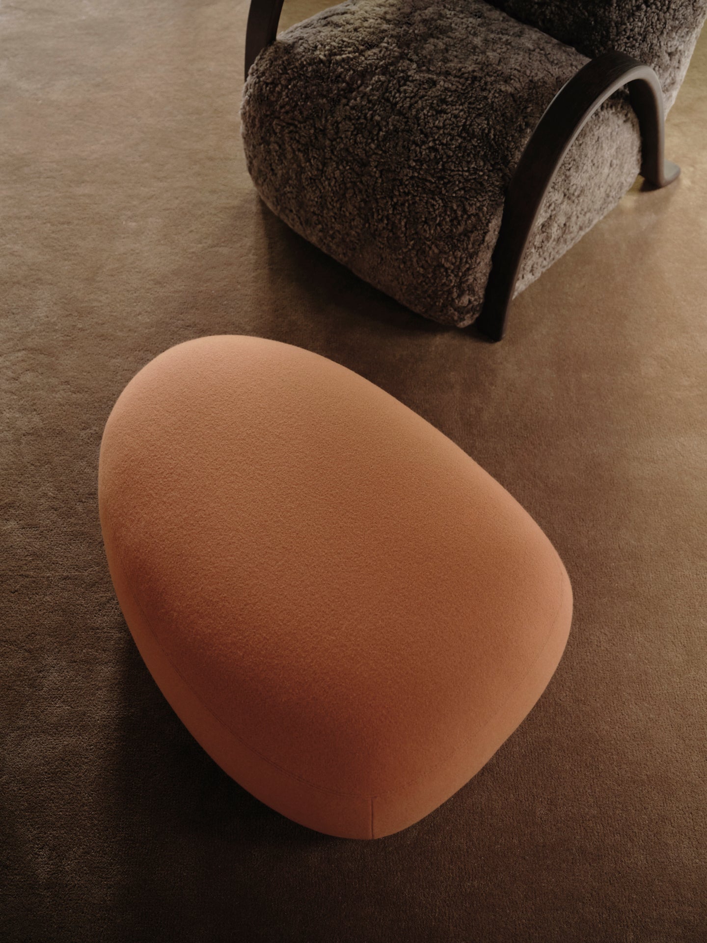 Pouf Rico Loveer Bouclé gebrochen Weiß
