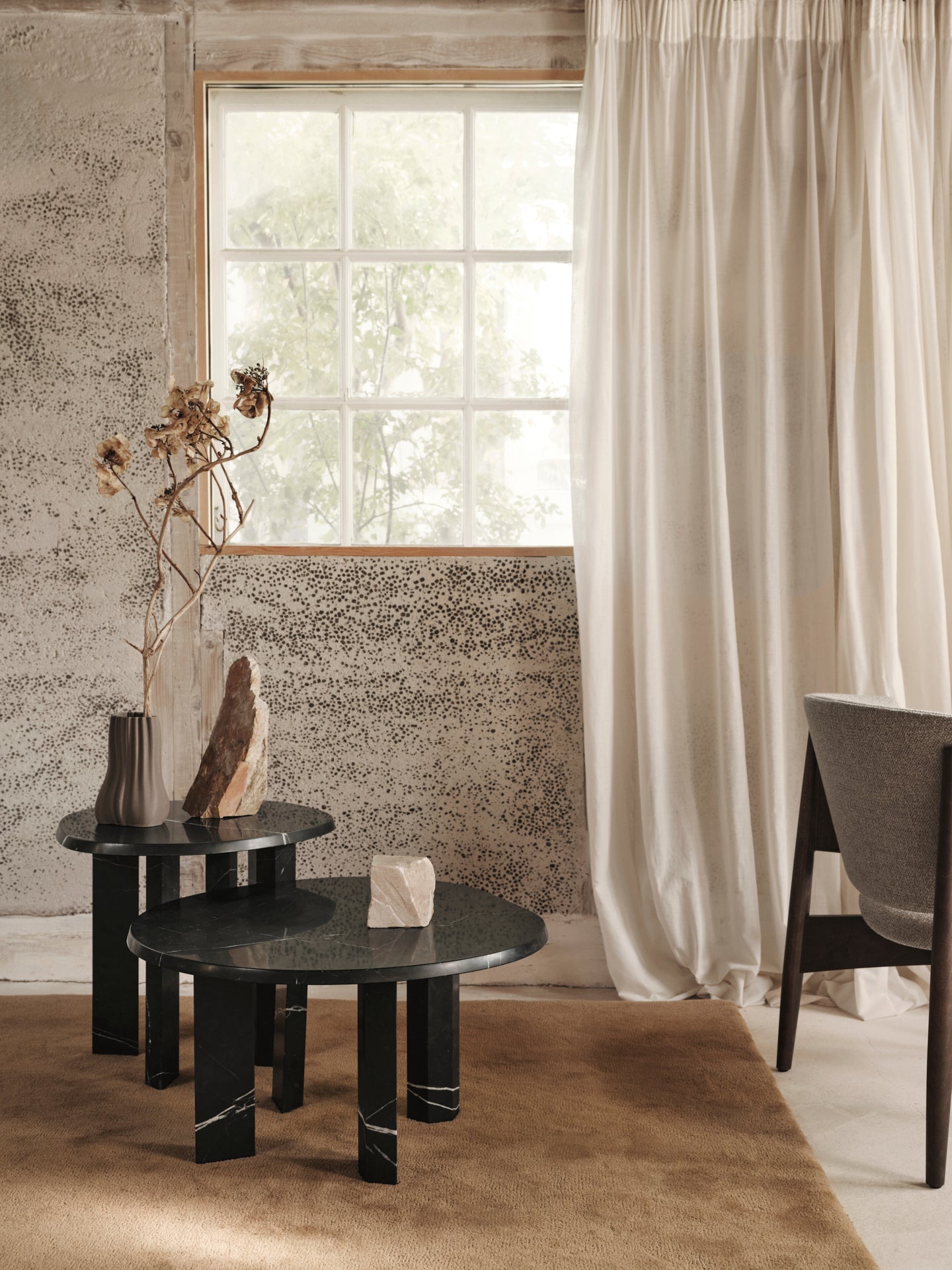Taula Side Table Black Marmor