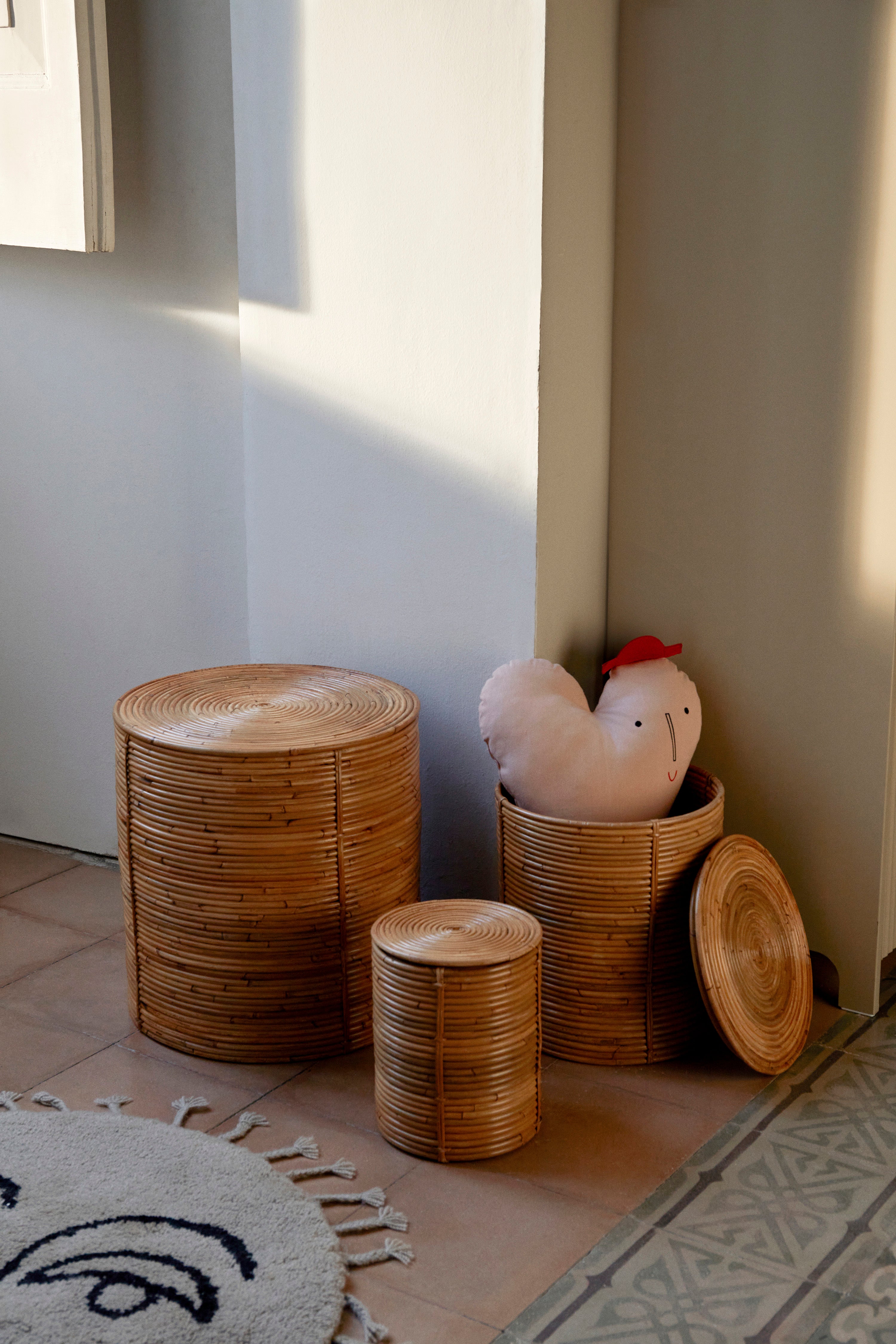 COLUMN STORAGE rattan basket set