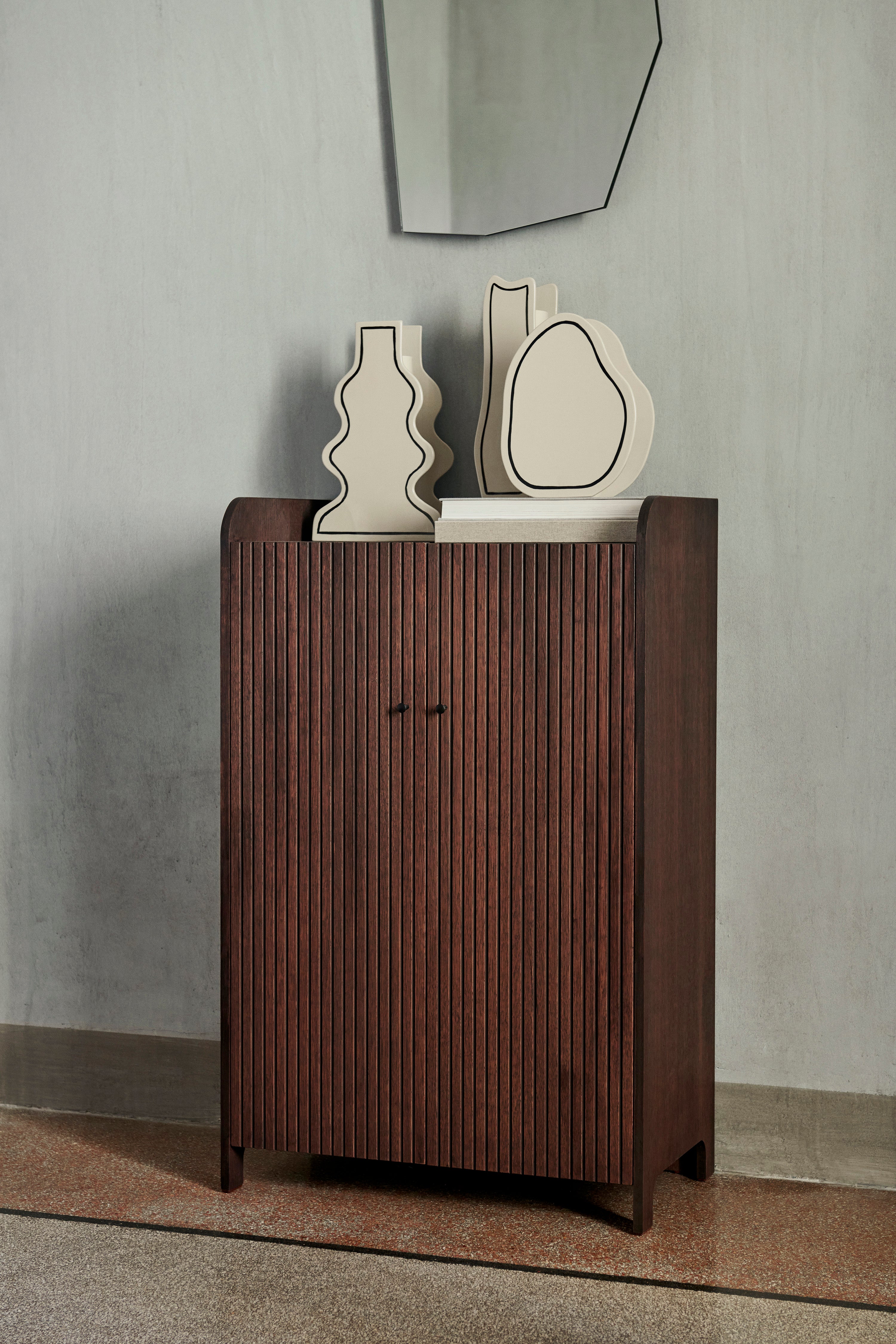 PASTE VASE SLIM Vase, cremeweiß mit schwarzem Muster