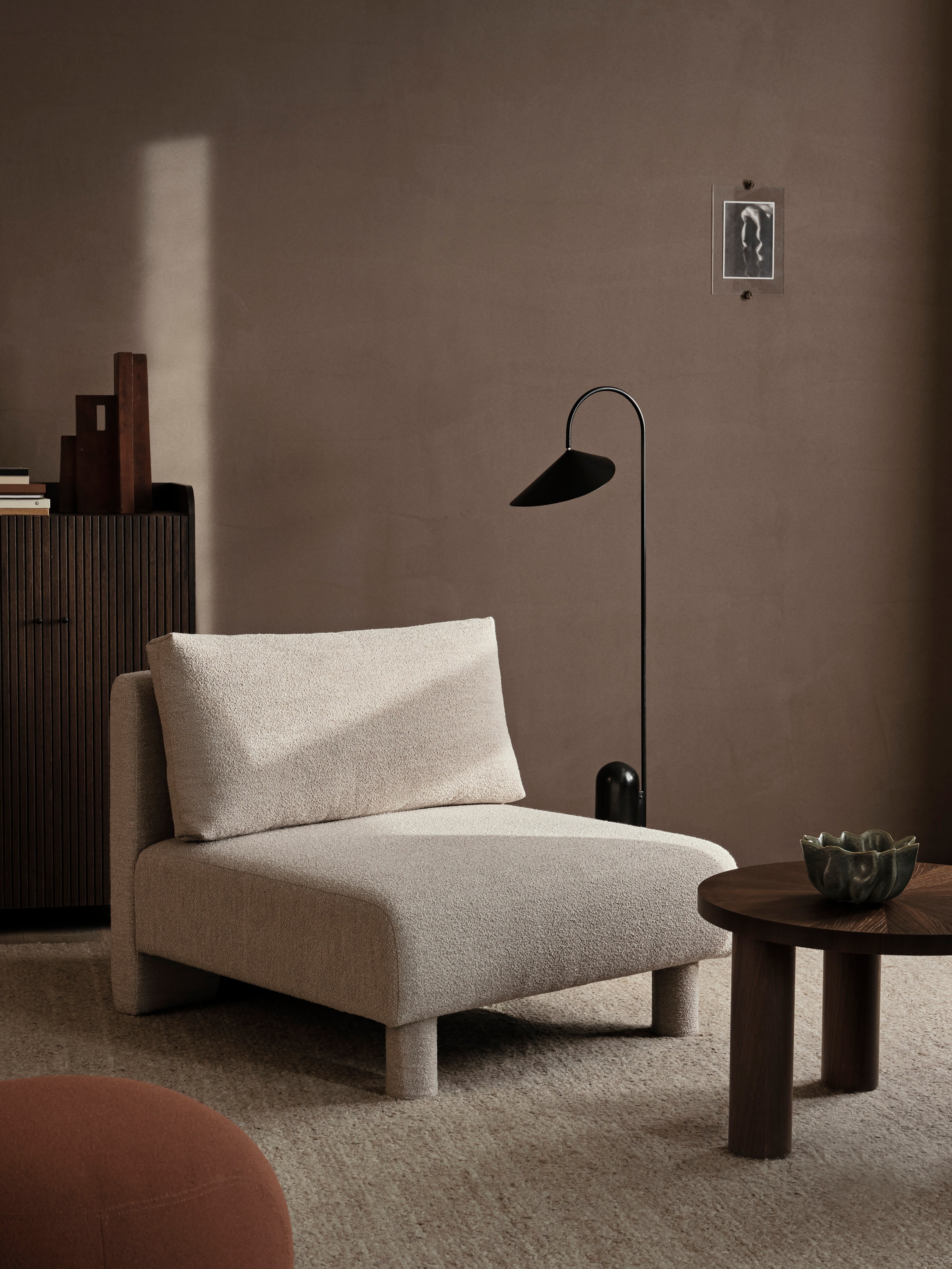 Dase modulares Sofa - zentrales weiches Bouclré dunkelbraun