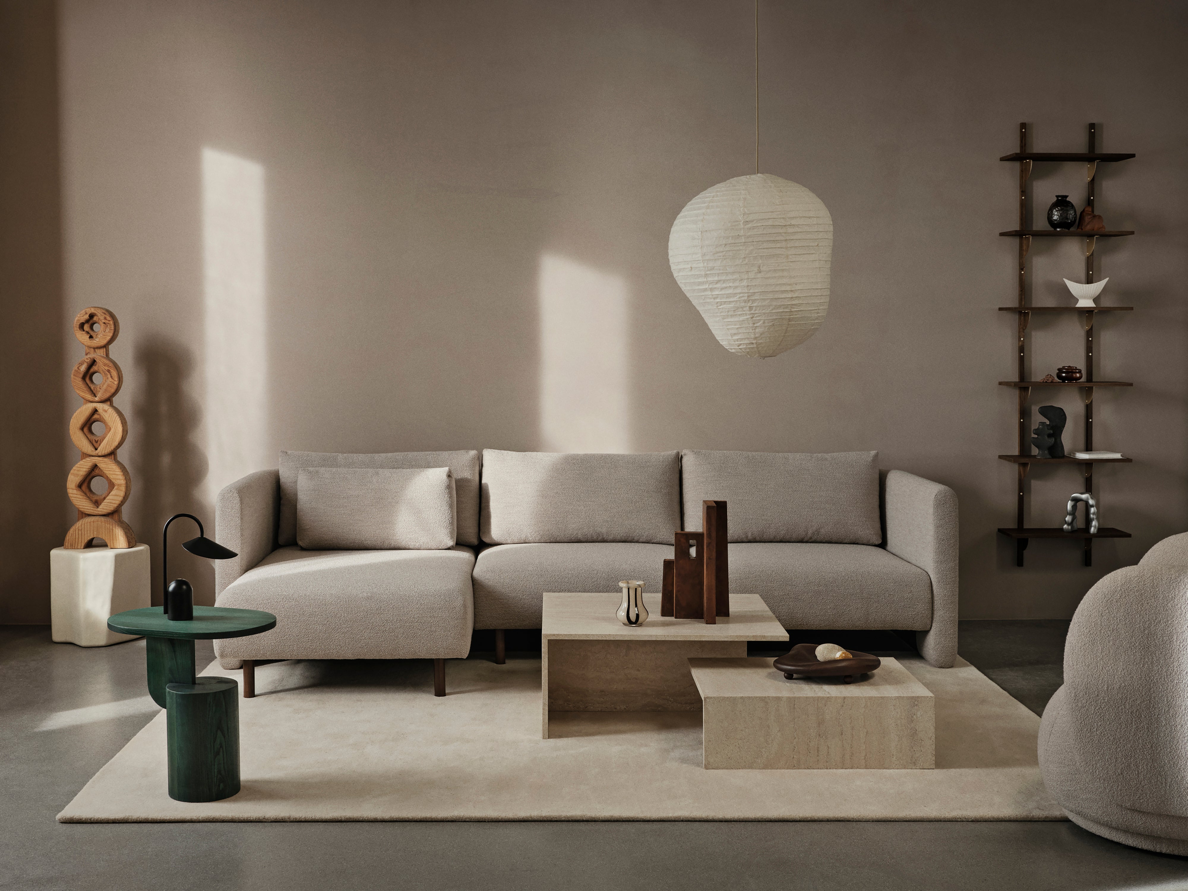 Dase modulares Sofa - zentrales weiches Bouclré dunkelbraun