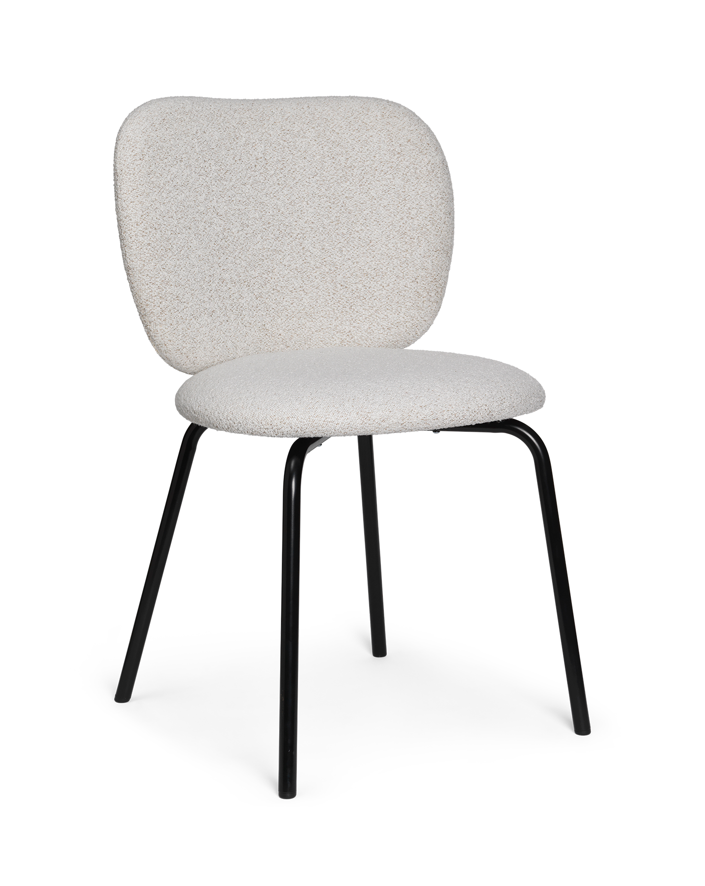 Rico Soft Bouclé chair broken white with a black base