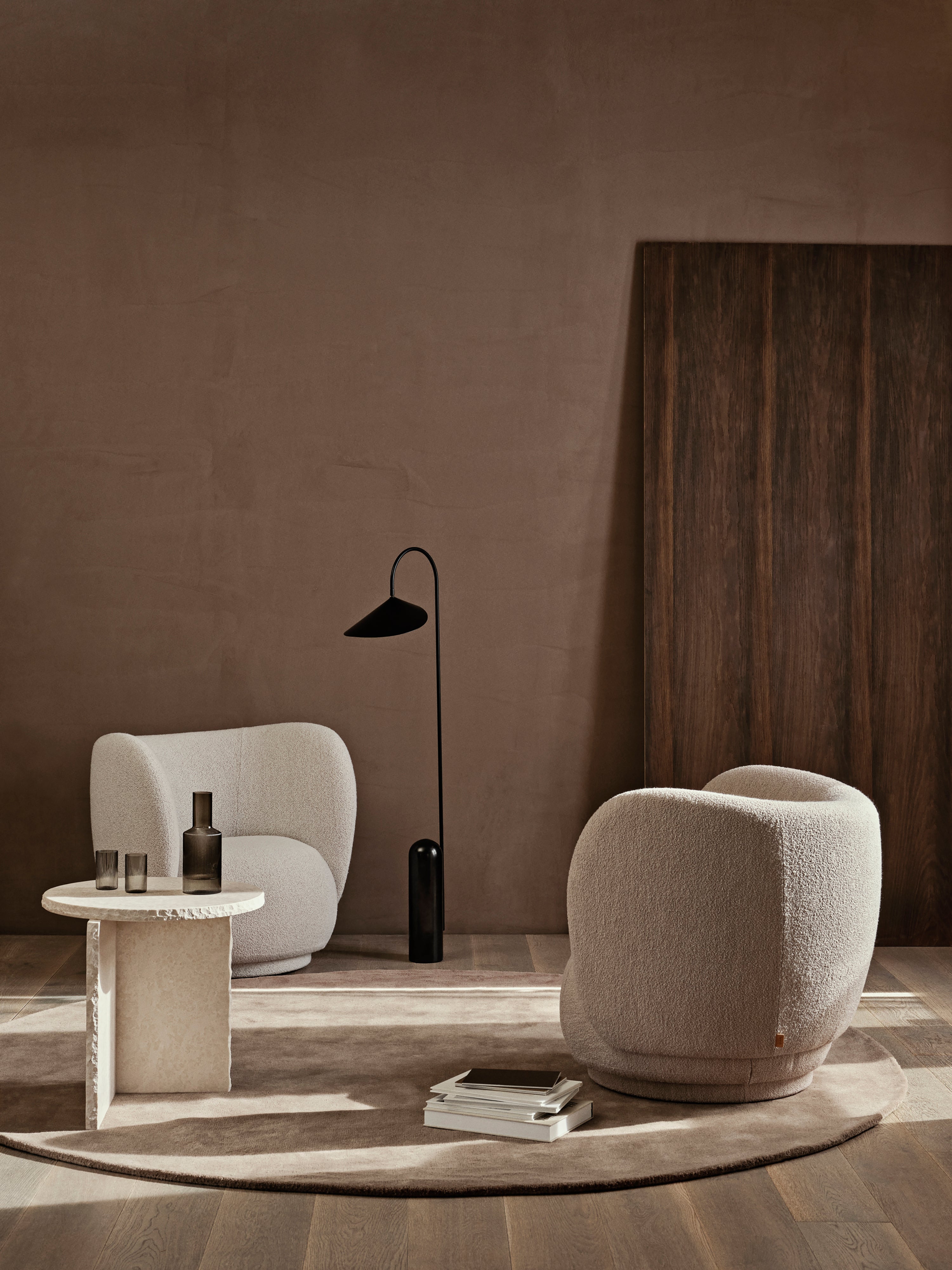 Rico Lounge Woll Boucle Stuhl gebrochen weiß gebrochen