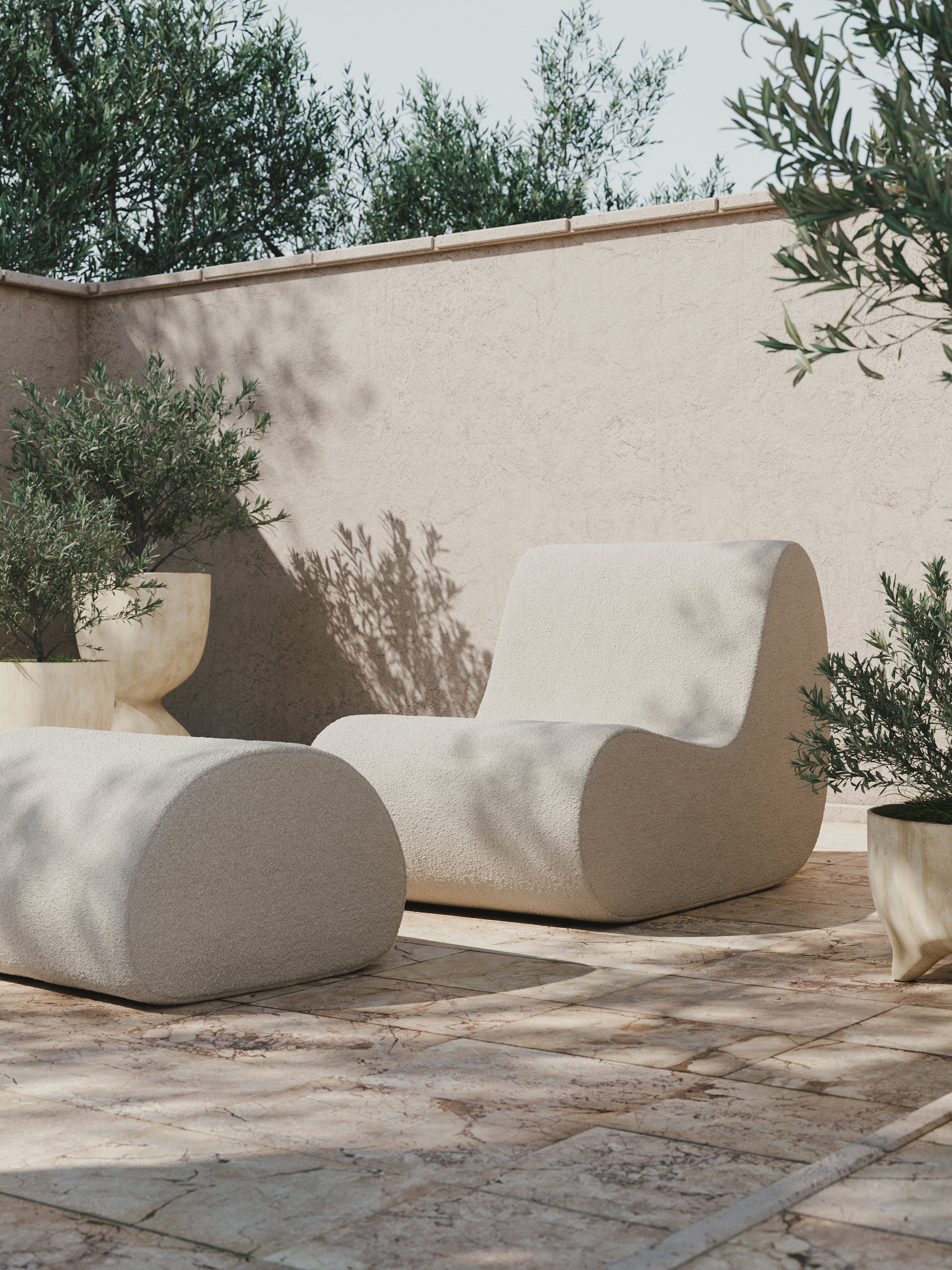 Outdoor Pouf Roula gebrochen weiß