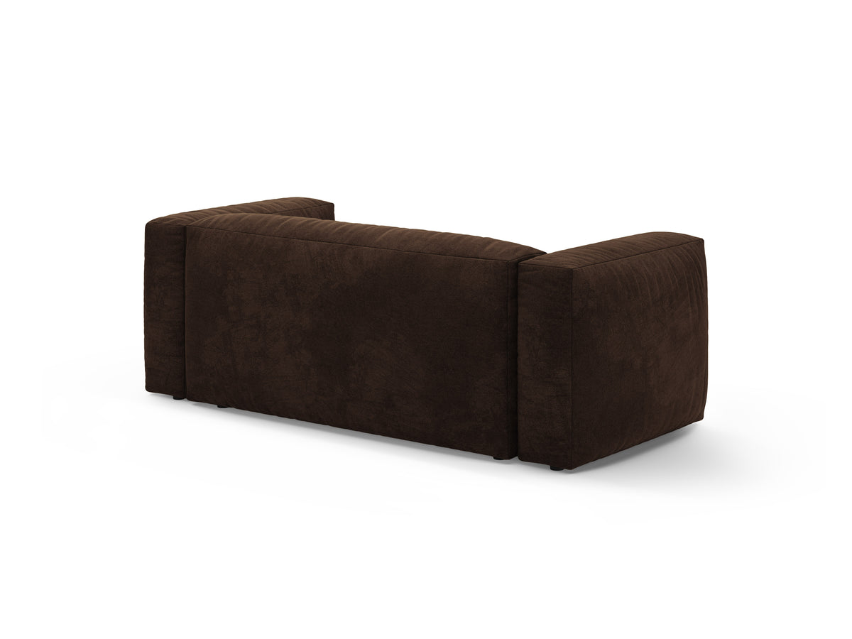 Sofa aksamitna 2-osobowa MARTINA czekoladowy – ujęcie tylne