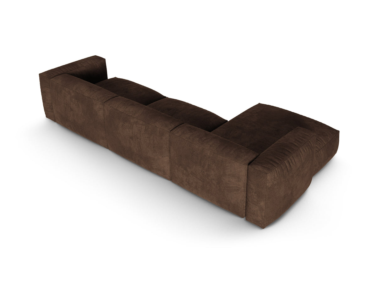 Narożnik aksamitny lewostronny 3-osobowy XL MARTINA czekoladowy – detal tkaniny