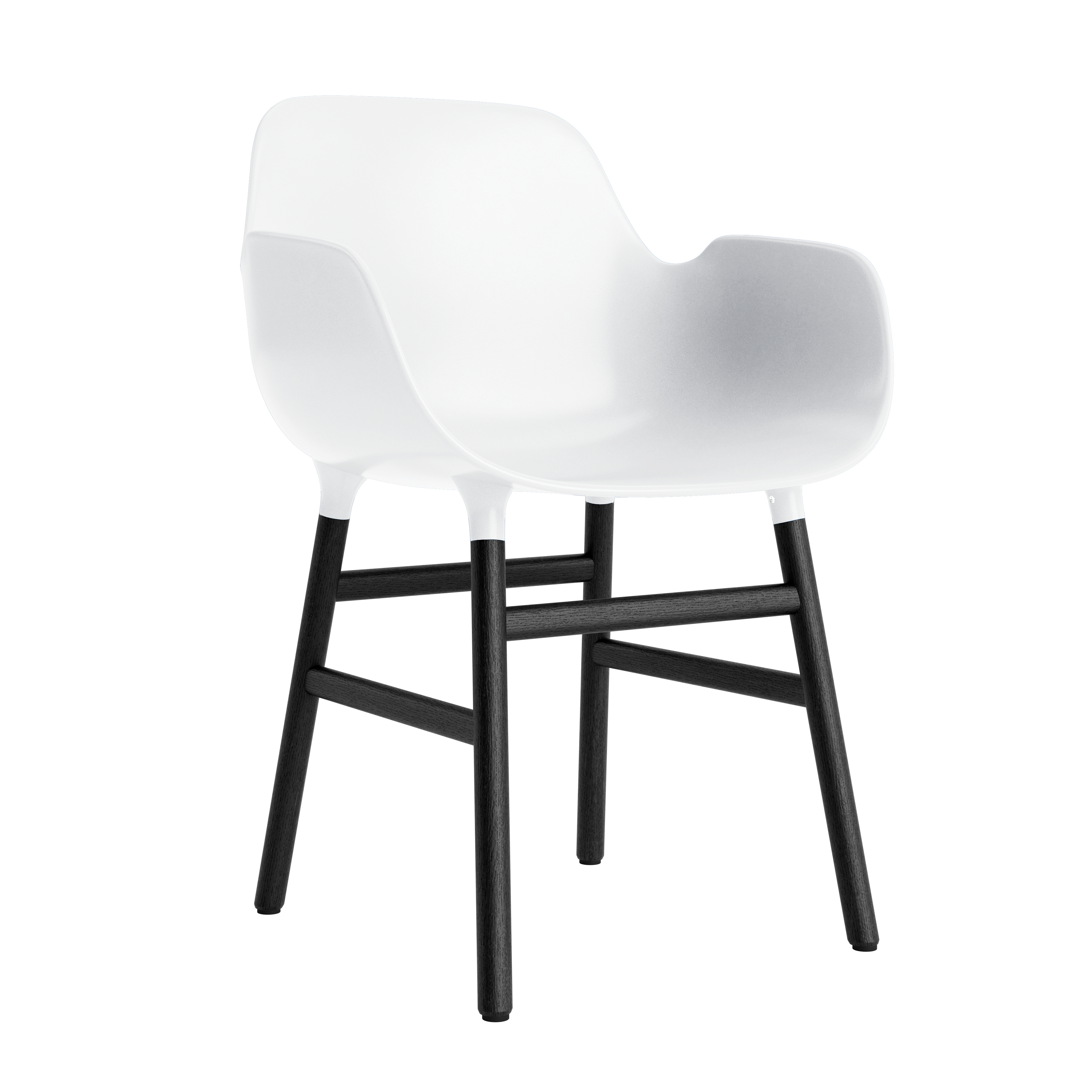 Chair with armrests white with black oak base