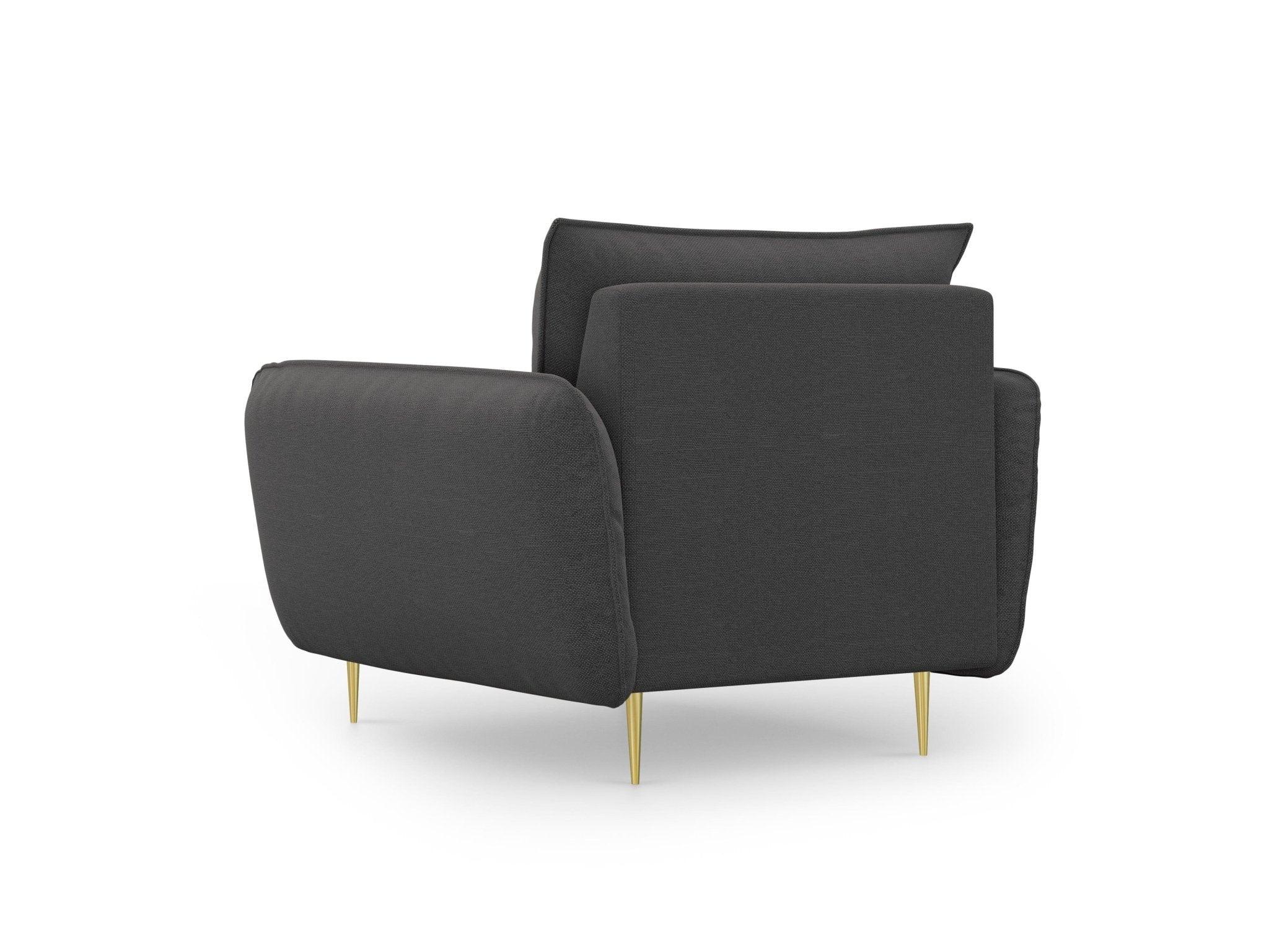 Fotel VIENNA ciemnoszary ze złotą podstawą Cosmopolitan Design    Eye on Design