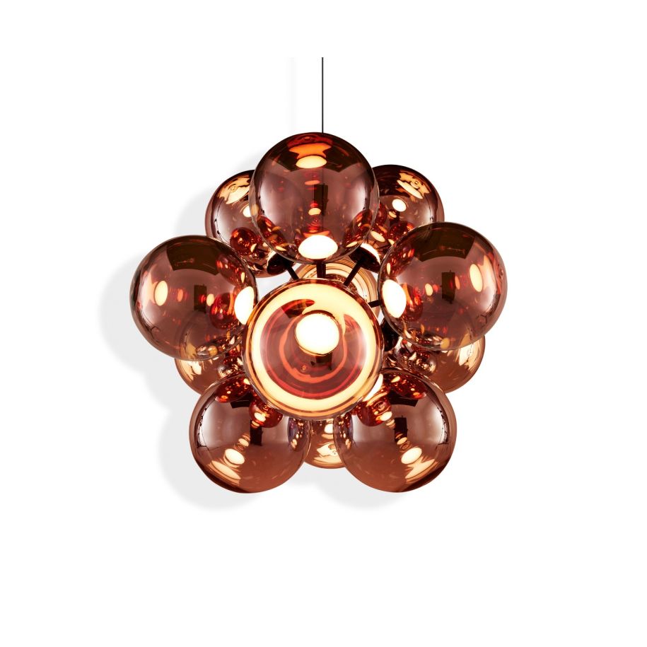 Globe copper burst chandelier