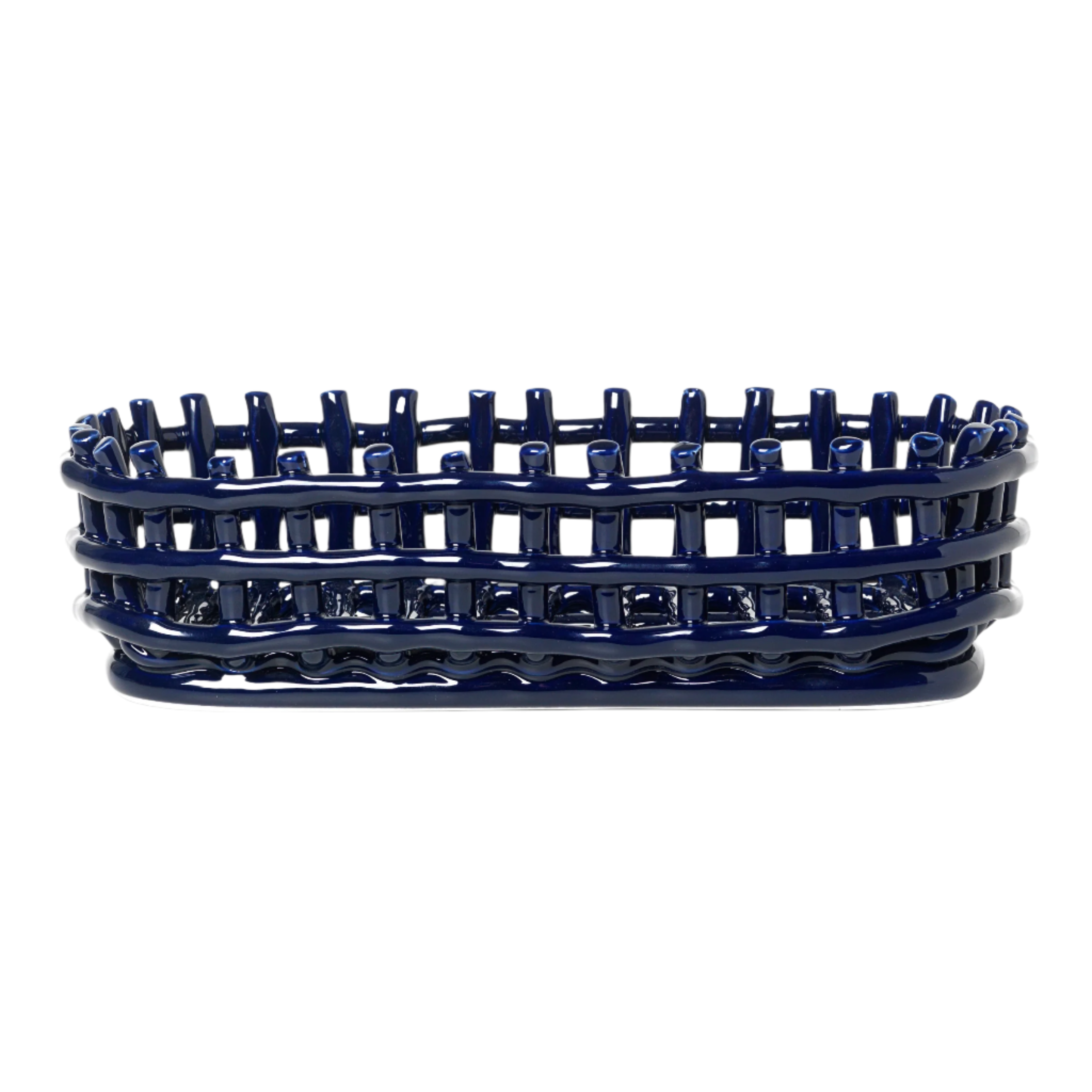 Koszyk CERAMIC BASKET OVAL niebieski