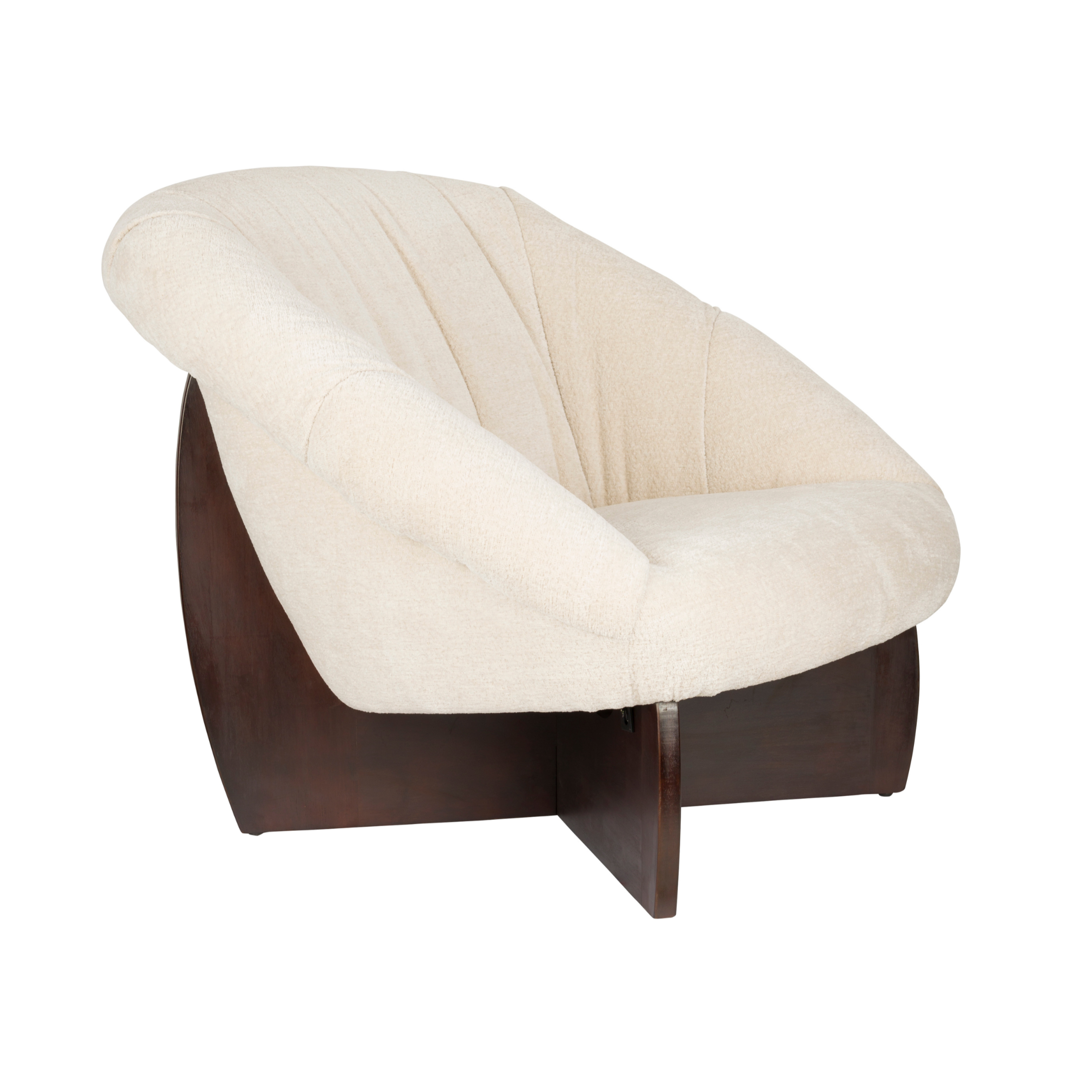 EMILIUS Armchair in Beige with Wooden Base