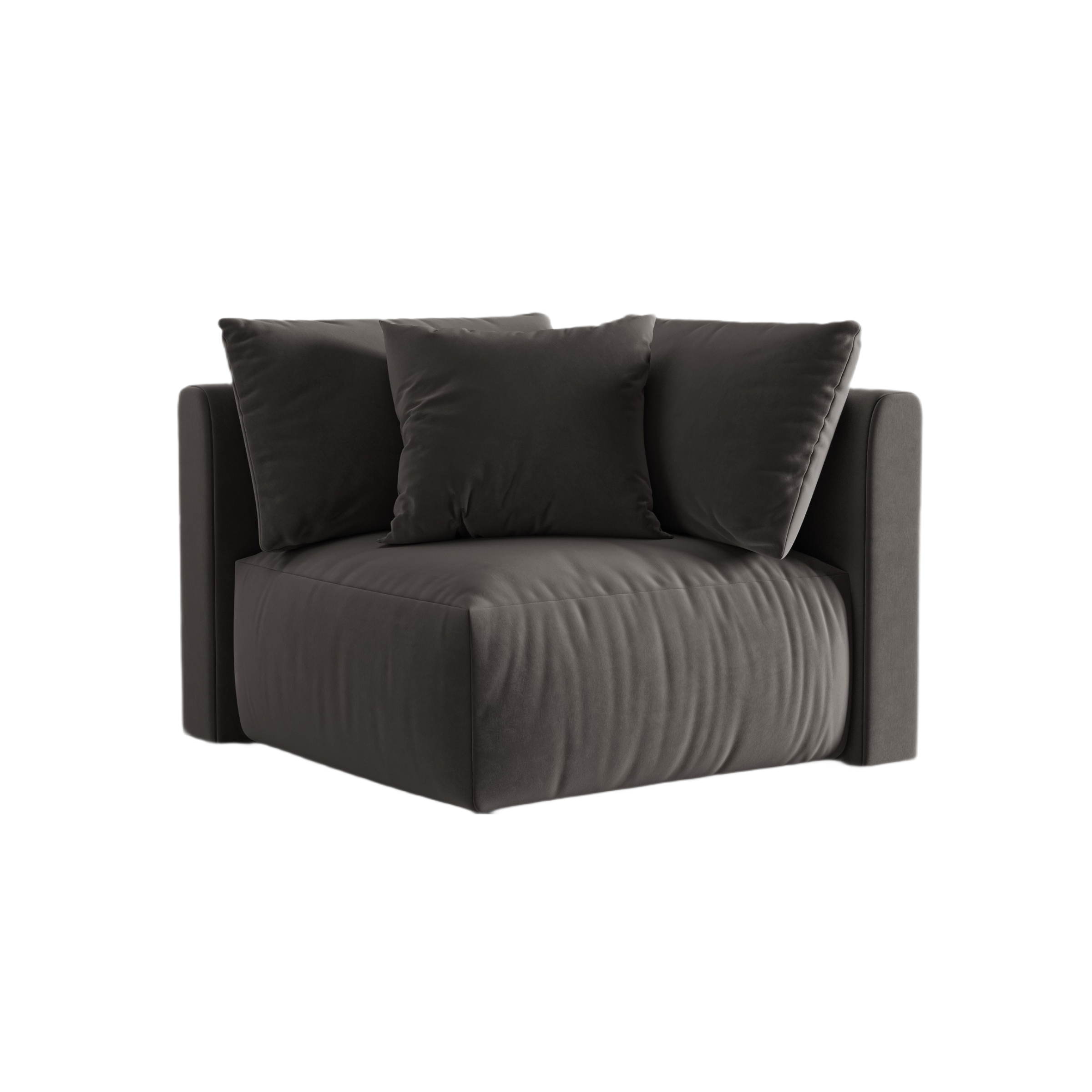 Modulares Samtsofa CHRIS - Eckelement dunkelgrau