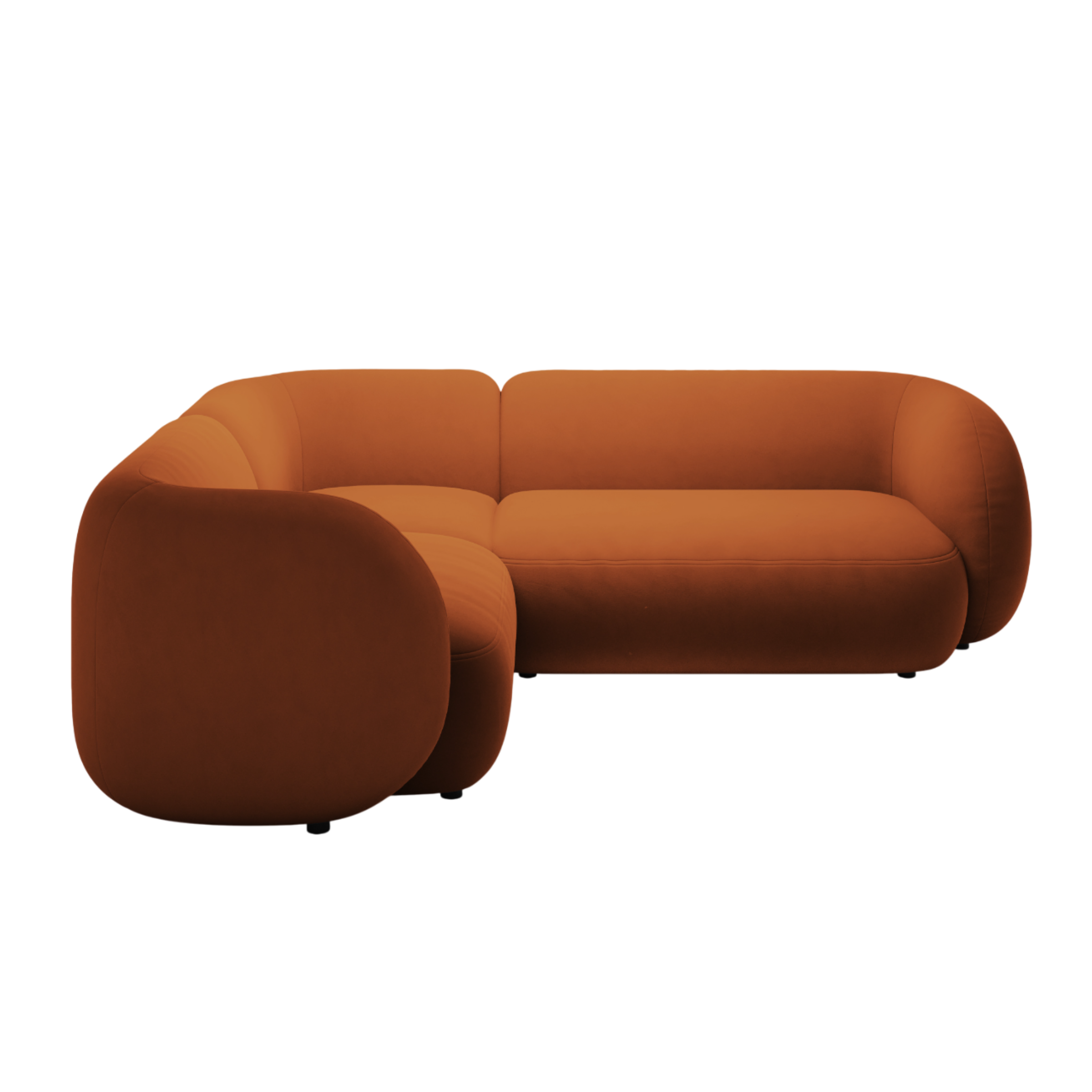 Samt-Ecksofa linksseitig für 4 Personen KATE terracotta