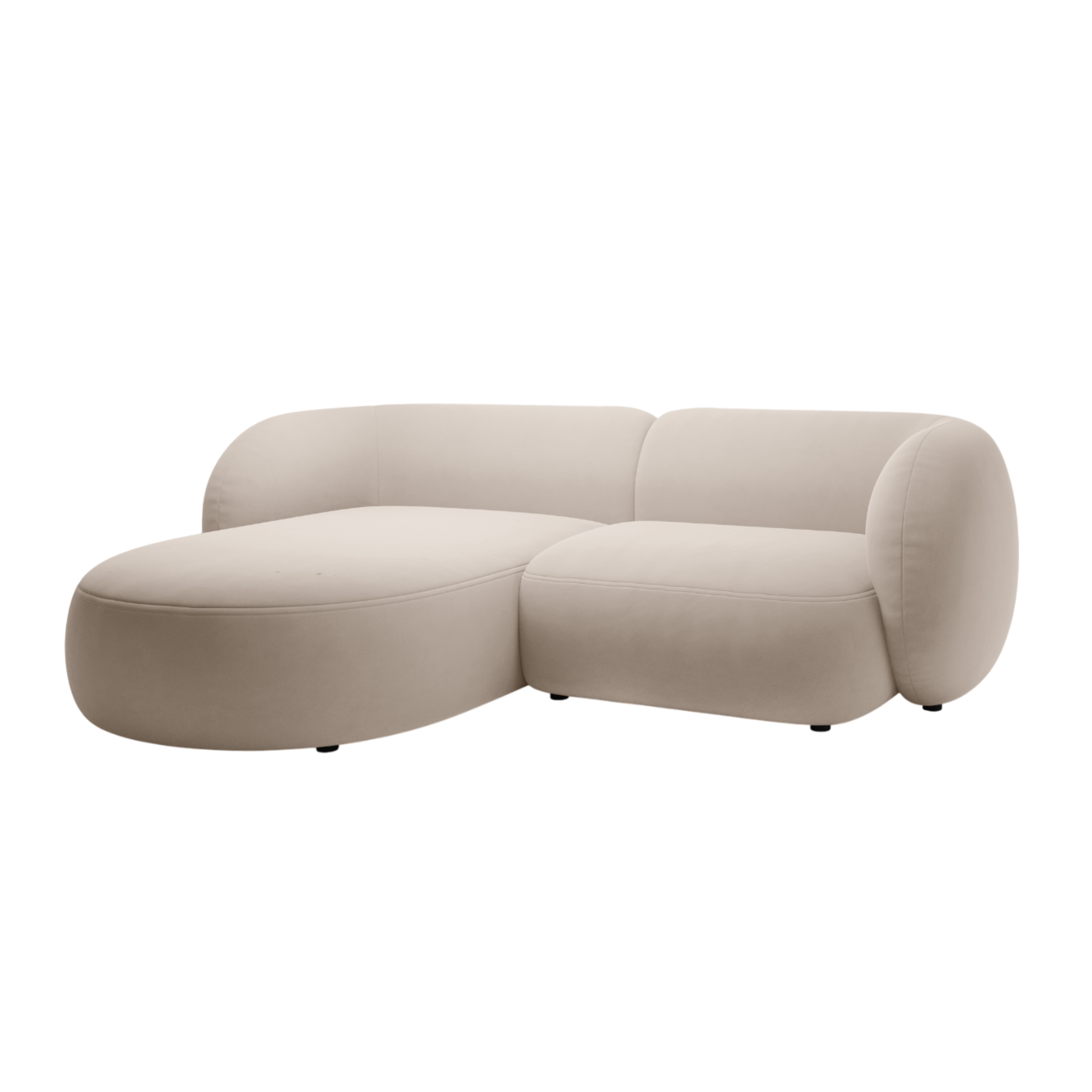 Left-facing velvet sofa for 2 KATE beige [Monika]