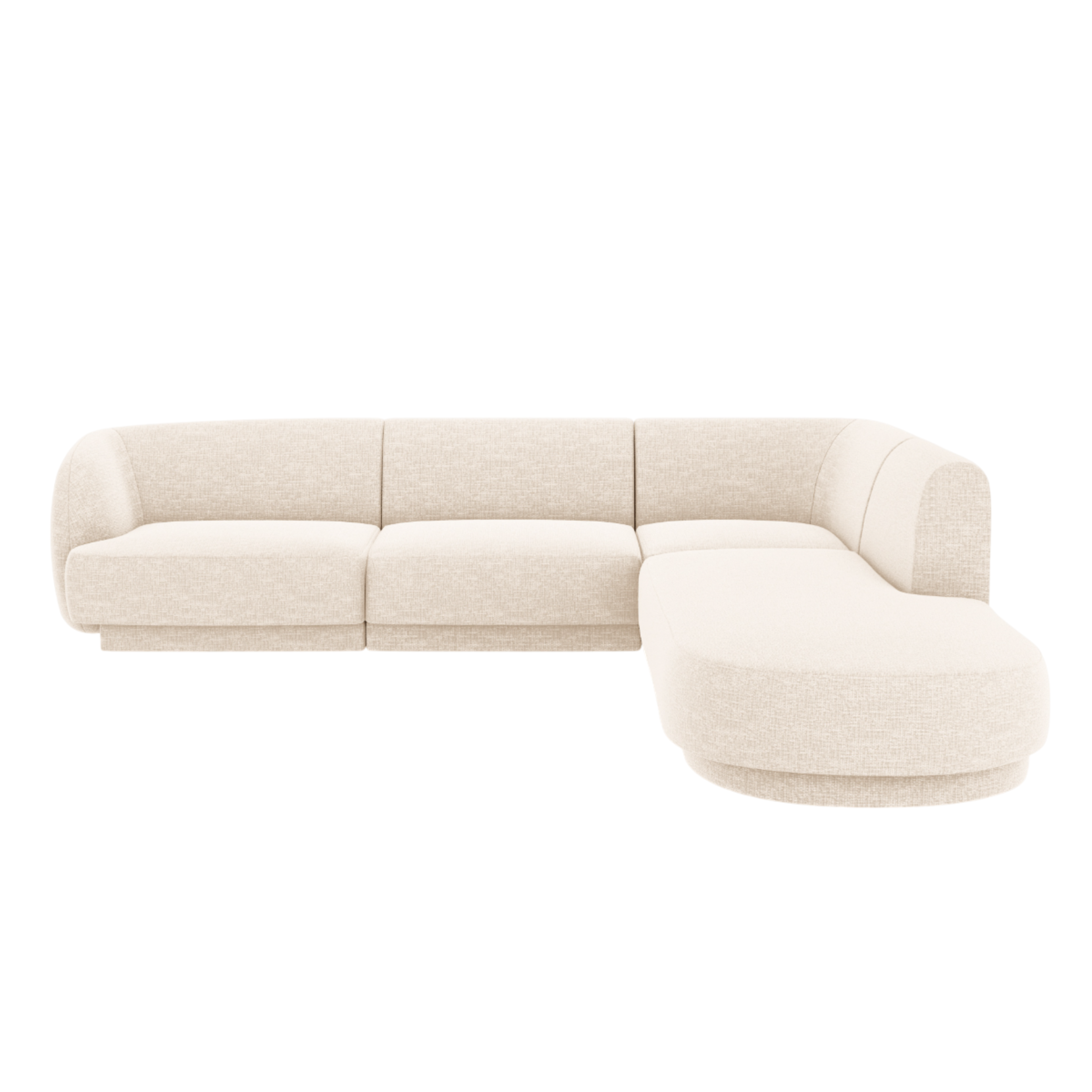Rechtsseitige 6-Sitzer-Couch MILEY Elfenbein Chenille