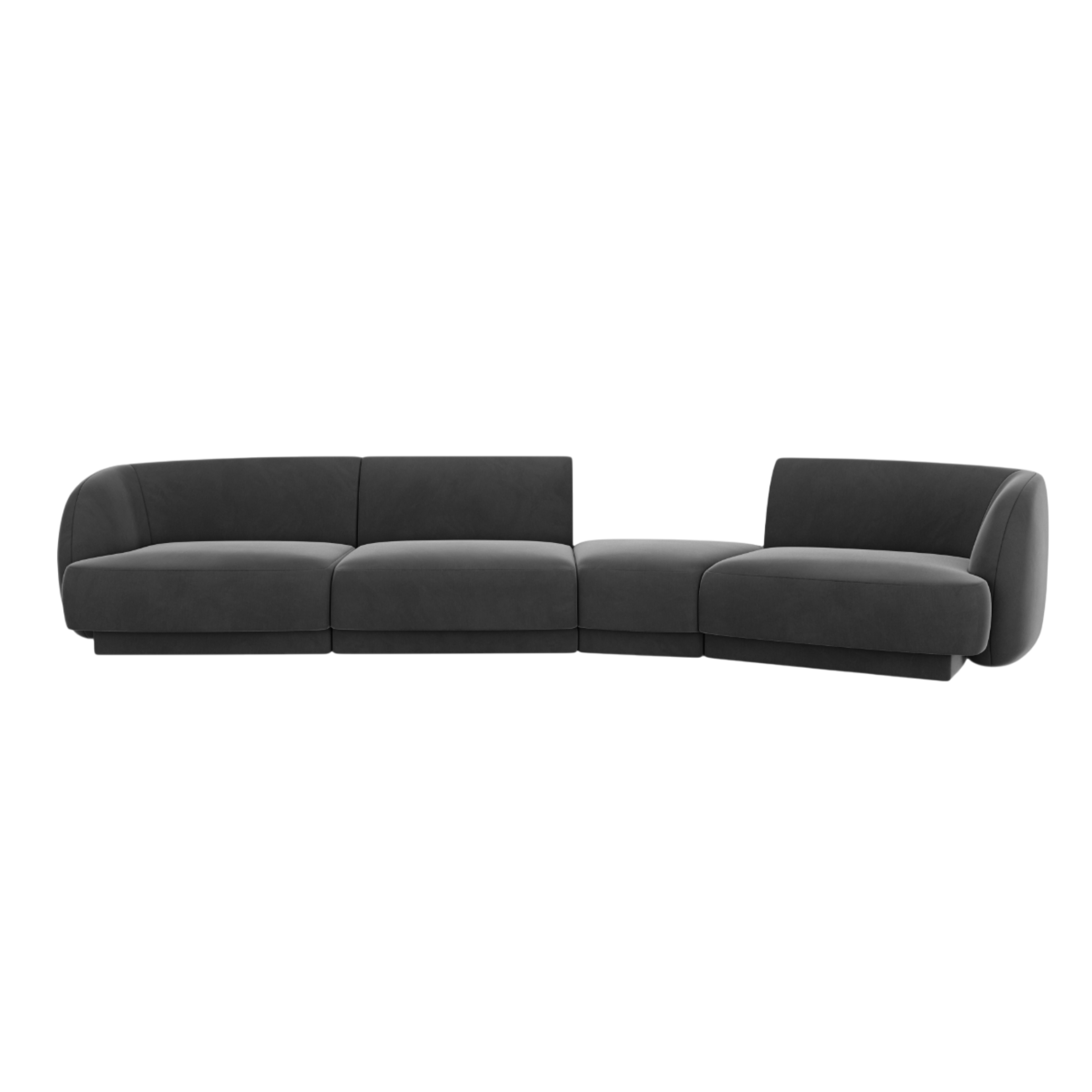 Modularsofa rechtsseitig für 6 Personen aus Samt MILEY grau