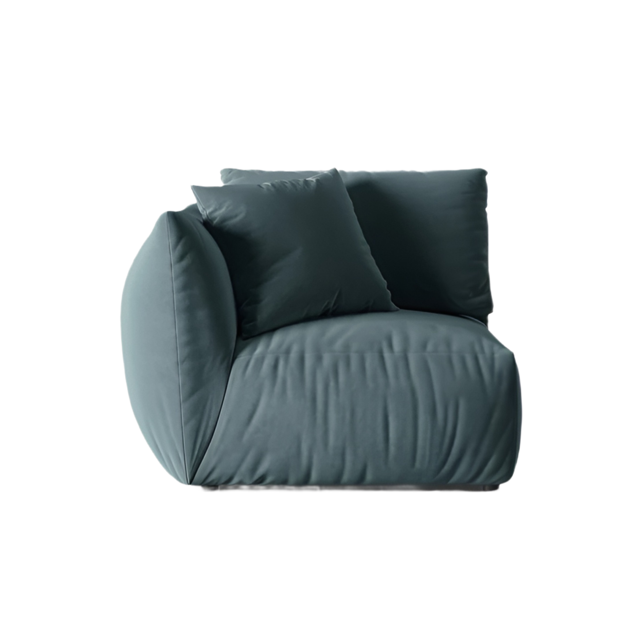 Modulares Samtsofa CHRIS - linkes Element in Hellblau