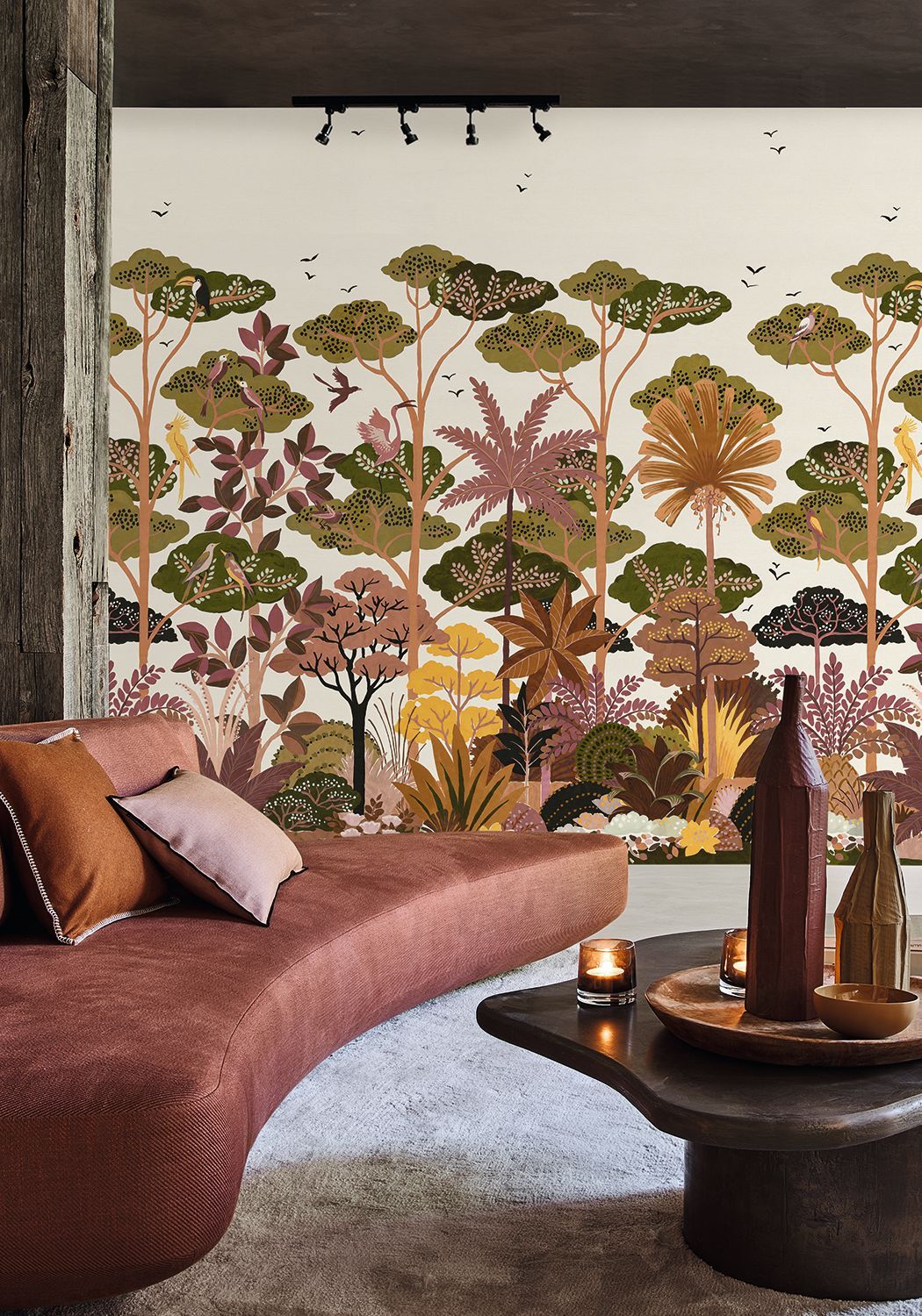 Wandmural mit pflanzlichem Motiv von KANDY - BLANC/MULTICO beige mit grün