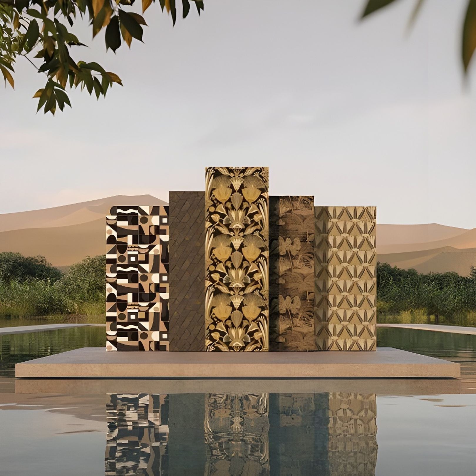 Strukturtapete mit geometrischem Muster GOURNA - NOIR/MORDORE schwarz mit braun