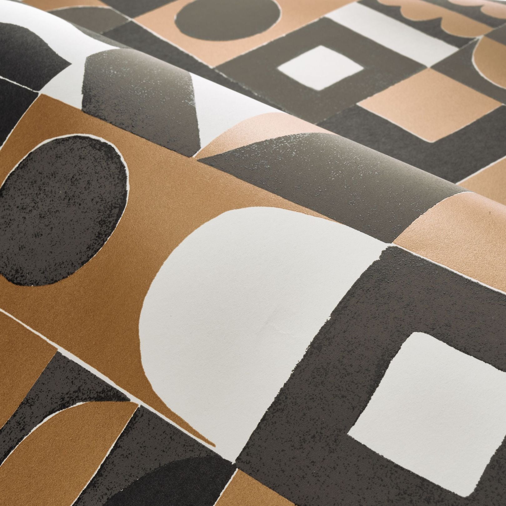 Strukturtapete mit geometrischem Muster GOURNA - NOIR/MORDORE schwarz mit braun