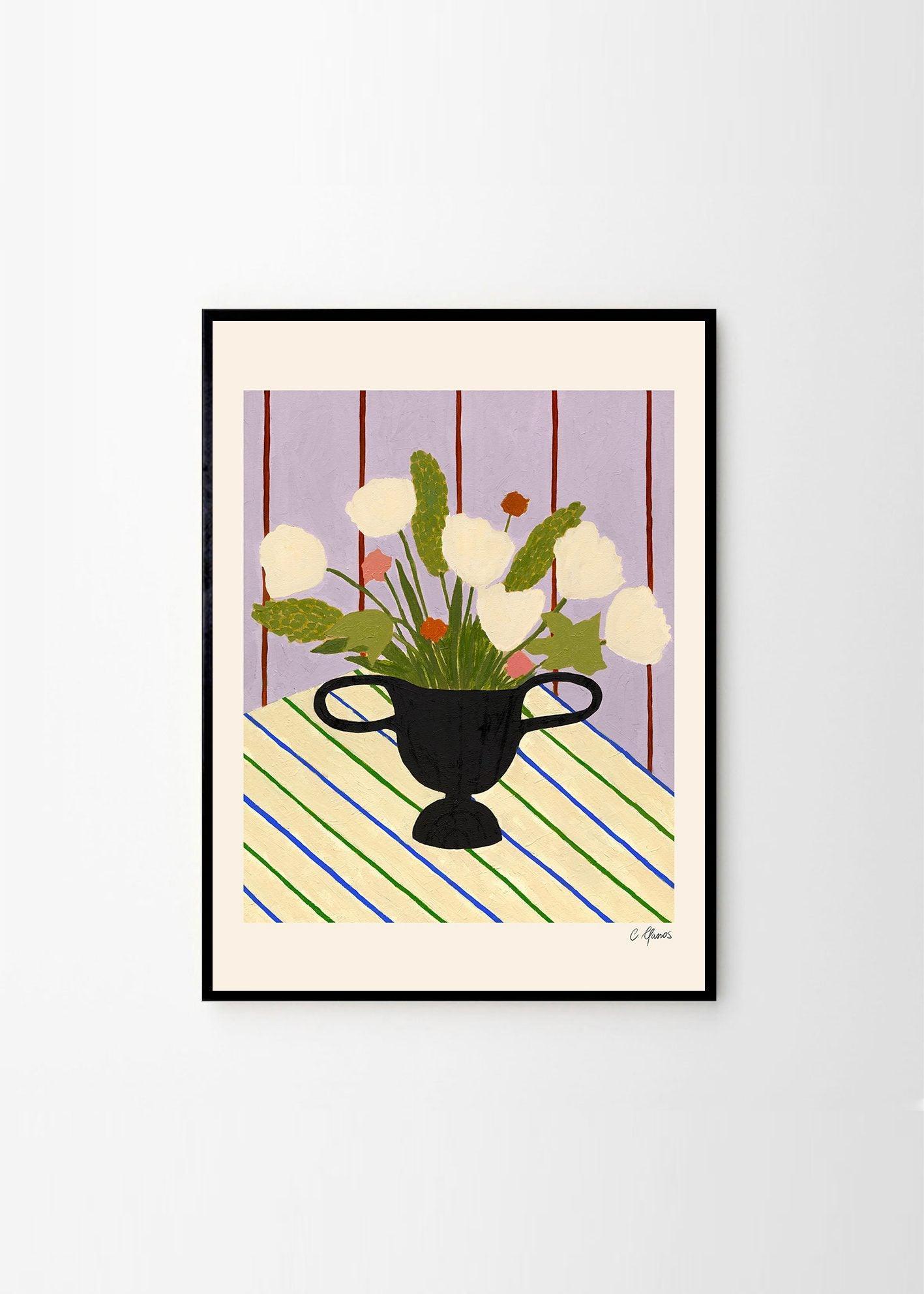 Grafika artystyczna FLOWERS ON STRIPED CLOTH The Poster Club    Eye on Design