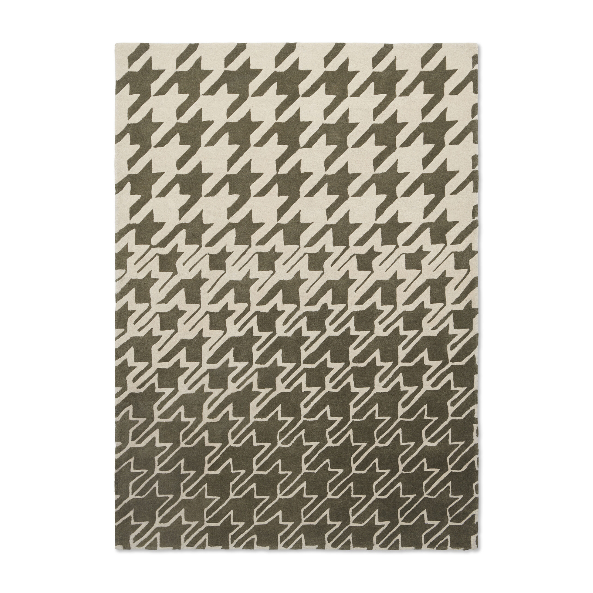 HOUNDSTOOTH GREY beige-grüner Hahnentritt-Teppich