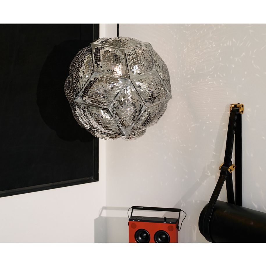 Silver puff hanging lamp