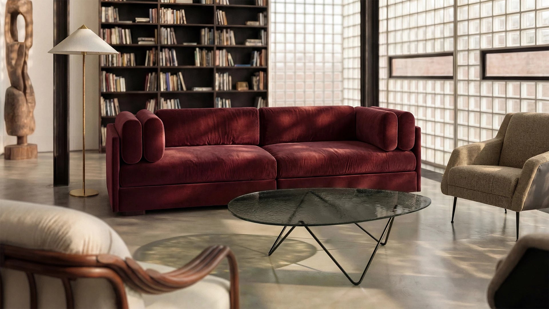 PEDRERA Coffee Table with Brown Glass and Black Base
