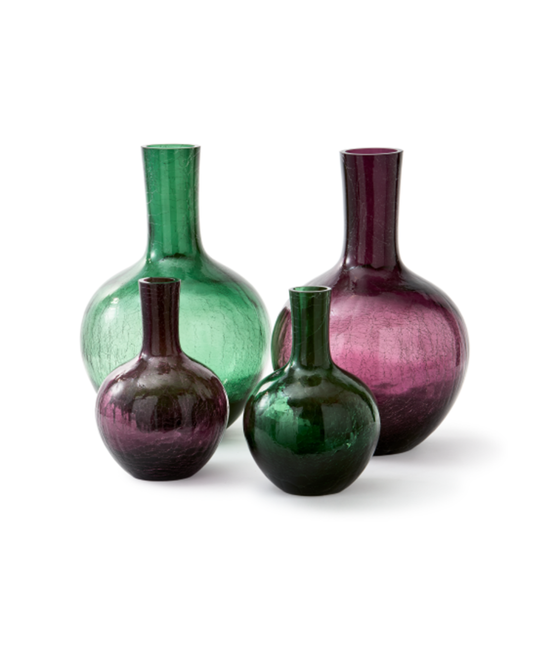 CRACKLED GLASS vase dark green