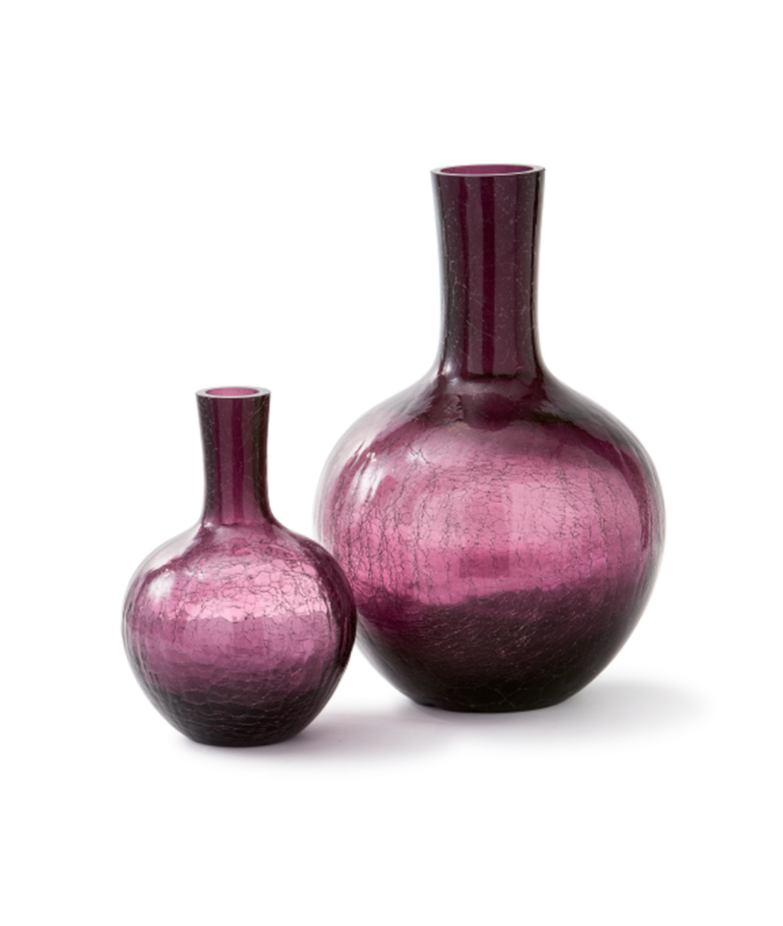 CRACKLED GLASS vase dark purple