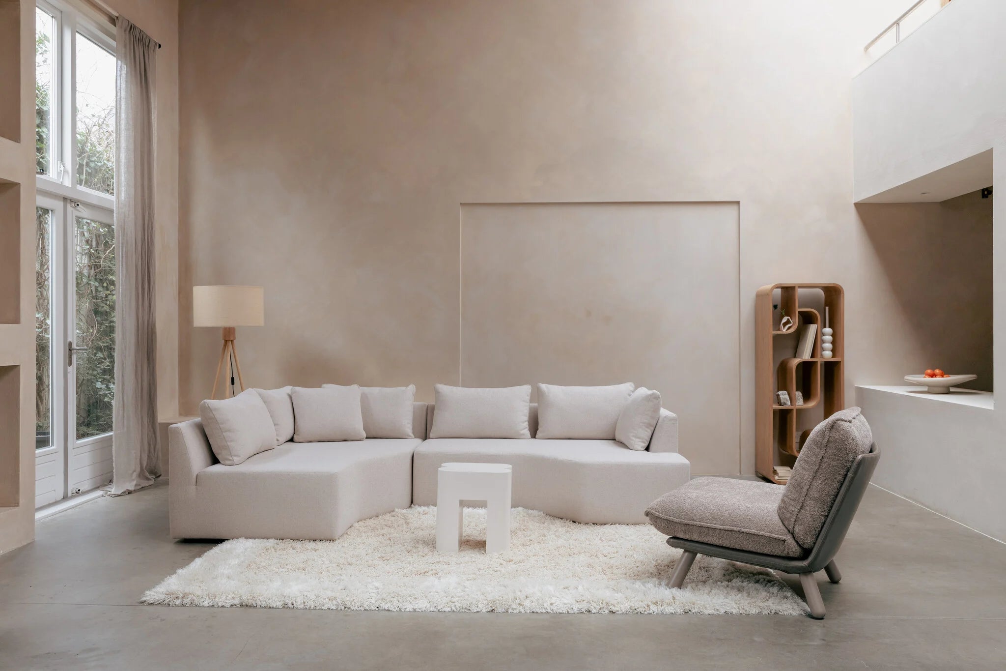Modulares Sofa PROSPER - rechtsseitiger Chaiselongue in Sandfarbe