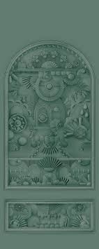 Art Deco Textile Mural in Arch Shape GREENHOUSE GATHERING ARCH Dark Green