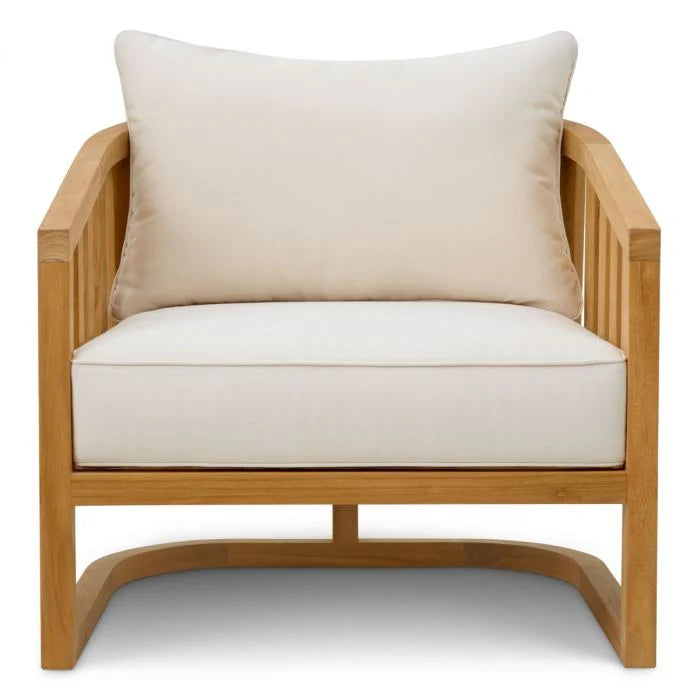 Außenfotel ARUBA in Creme mit Holzgestell