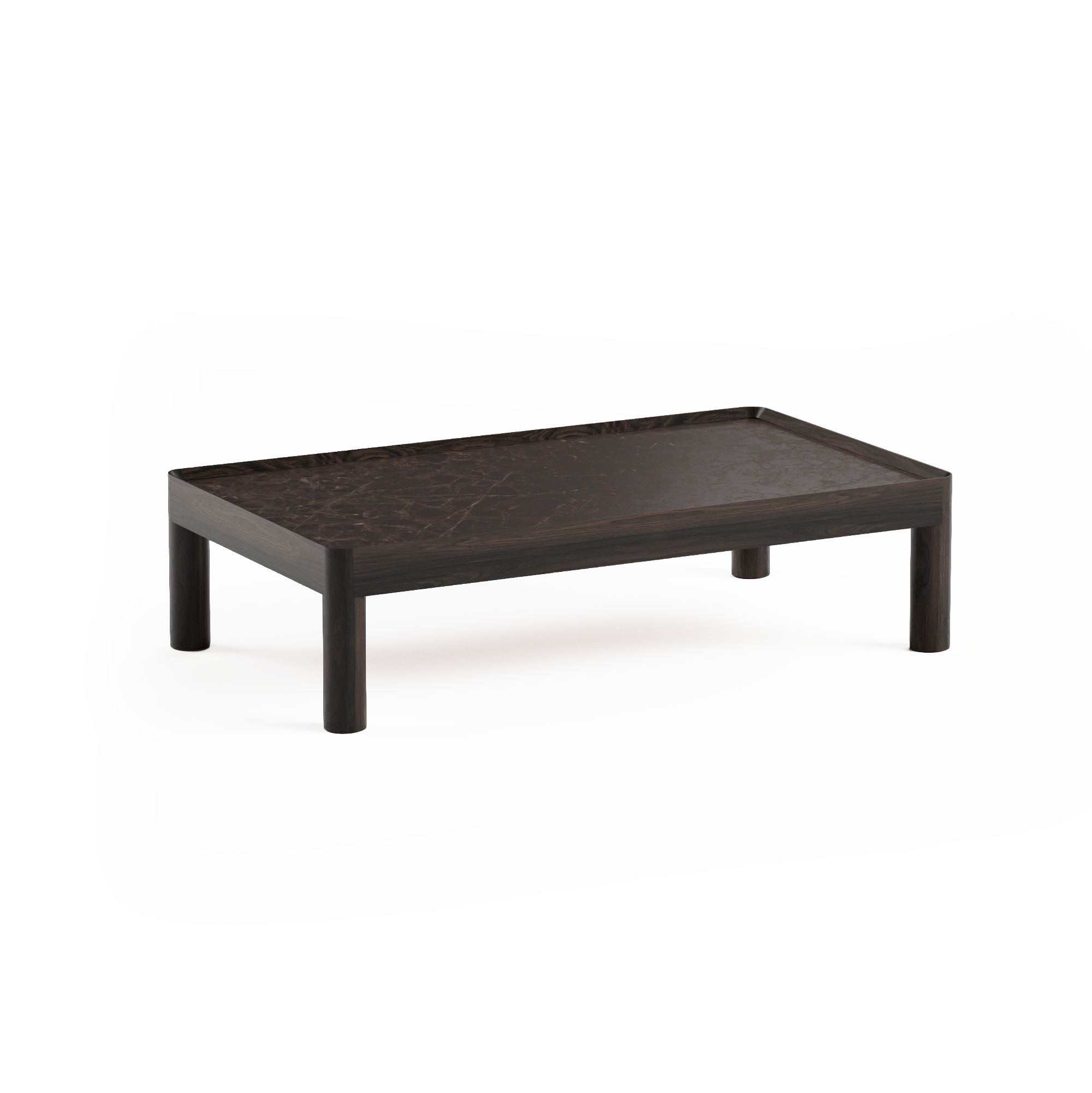 Couchtisch INSET LOW aus schwarzem Eichenholz