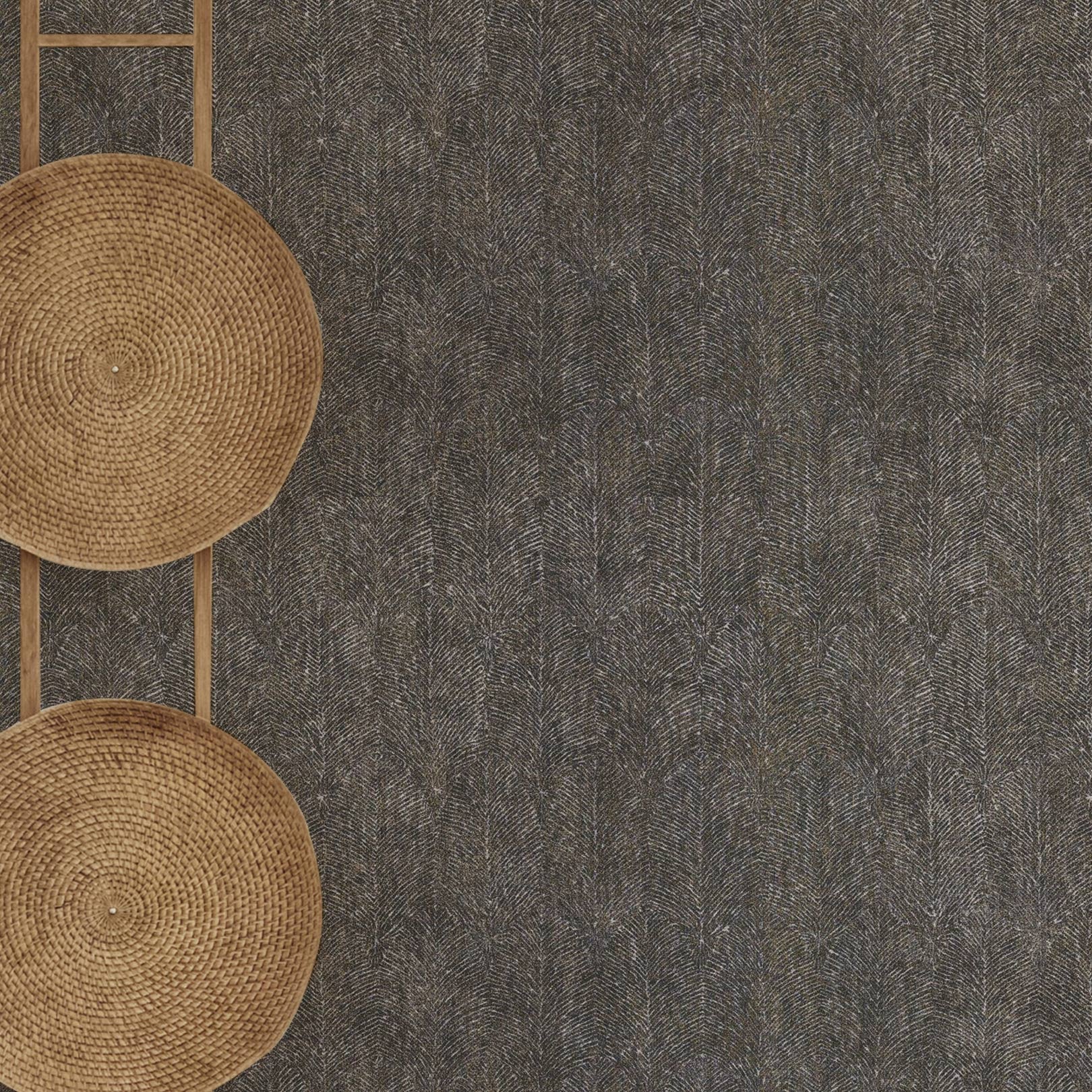 Strukturtapete mit pflanzlichem Blattmotiv ISABELLINE - NOIR dunkelbraun