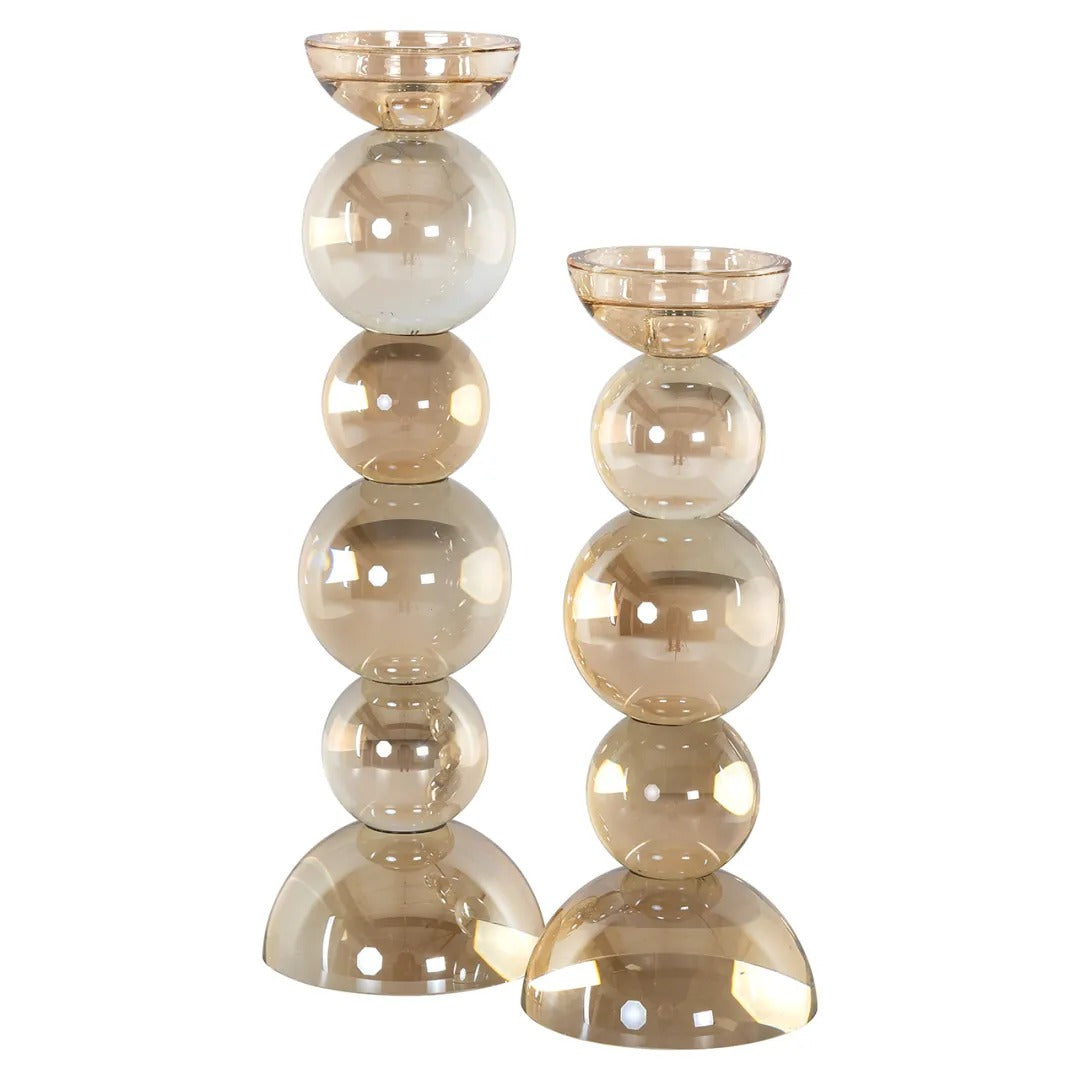 EMIE brown glass candlestick
