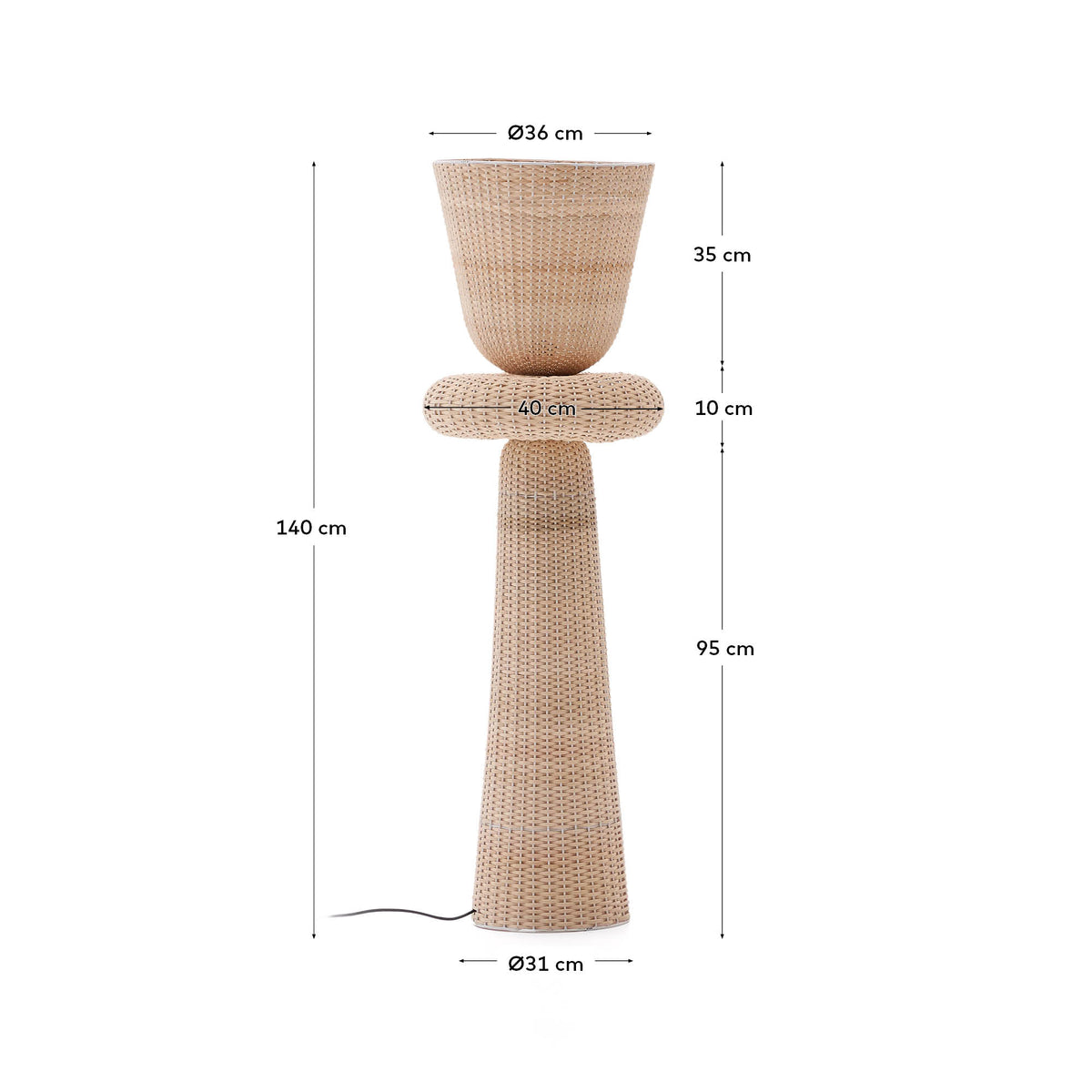Lampa podłogowa NEUDA naturalny rattan – wymiary