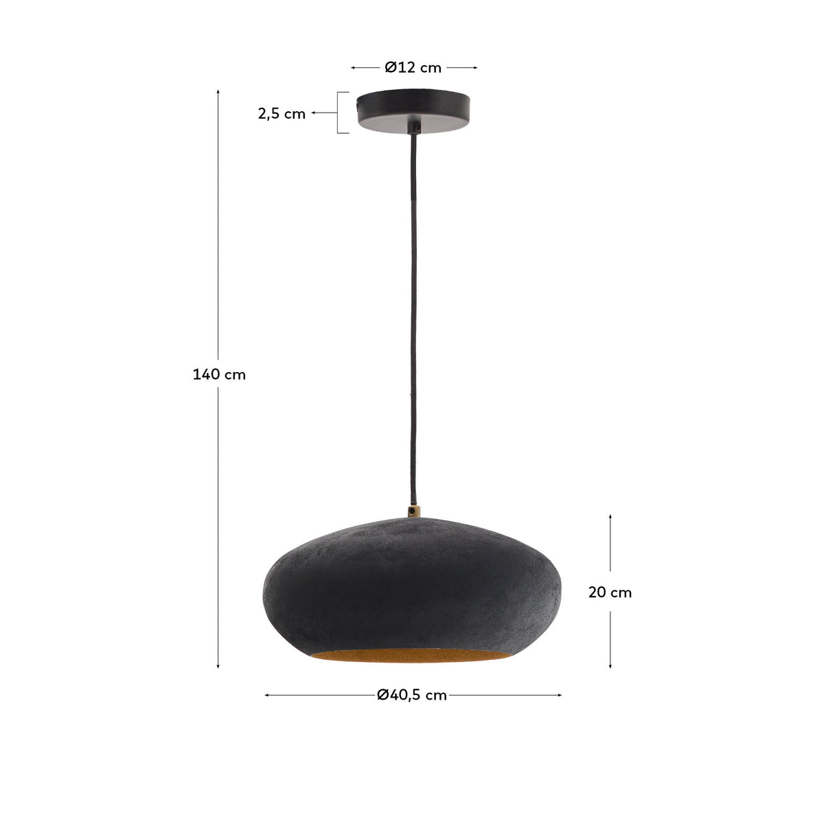 Lampa wisząca INDA czarny metal – wymiary
